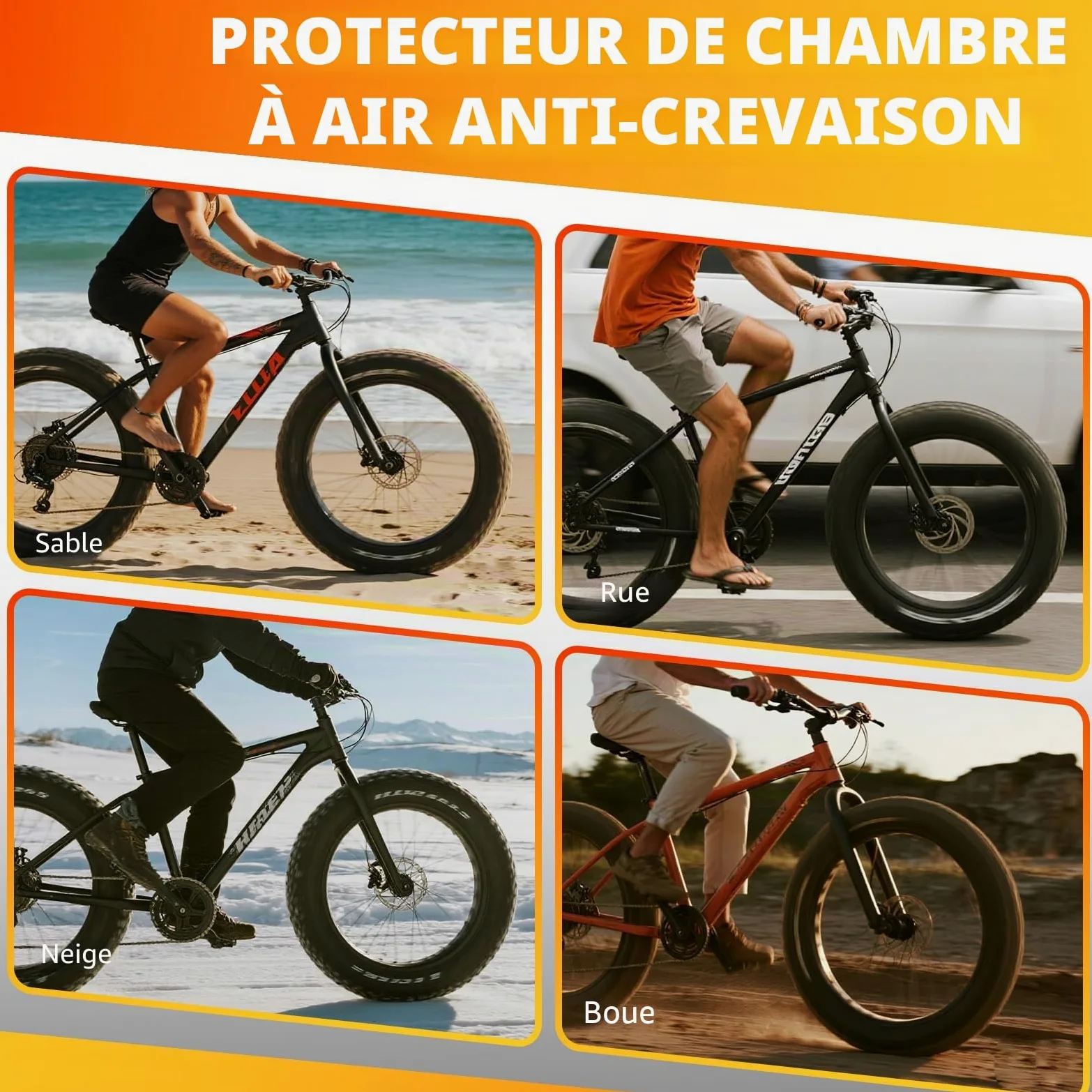 OUXI 20×4 Insert de chambre à air, protection de chambre à air anti-crevaison pour vélo, liner de pneu de vélo anti-crevaison, prévient les crevaisons causées par les pointes et les têtes de chèvre