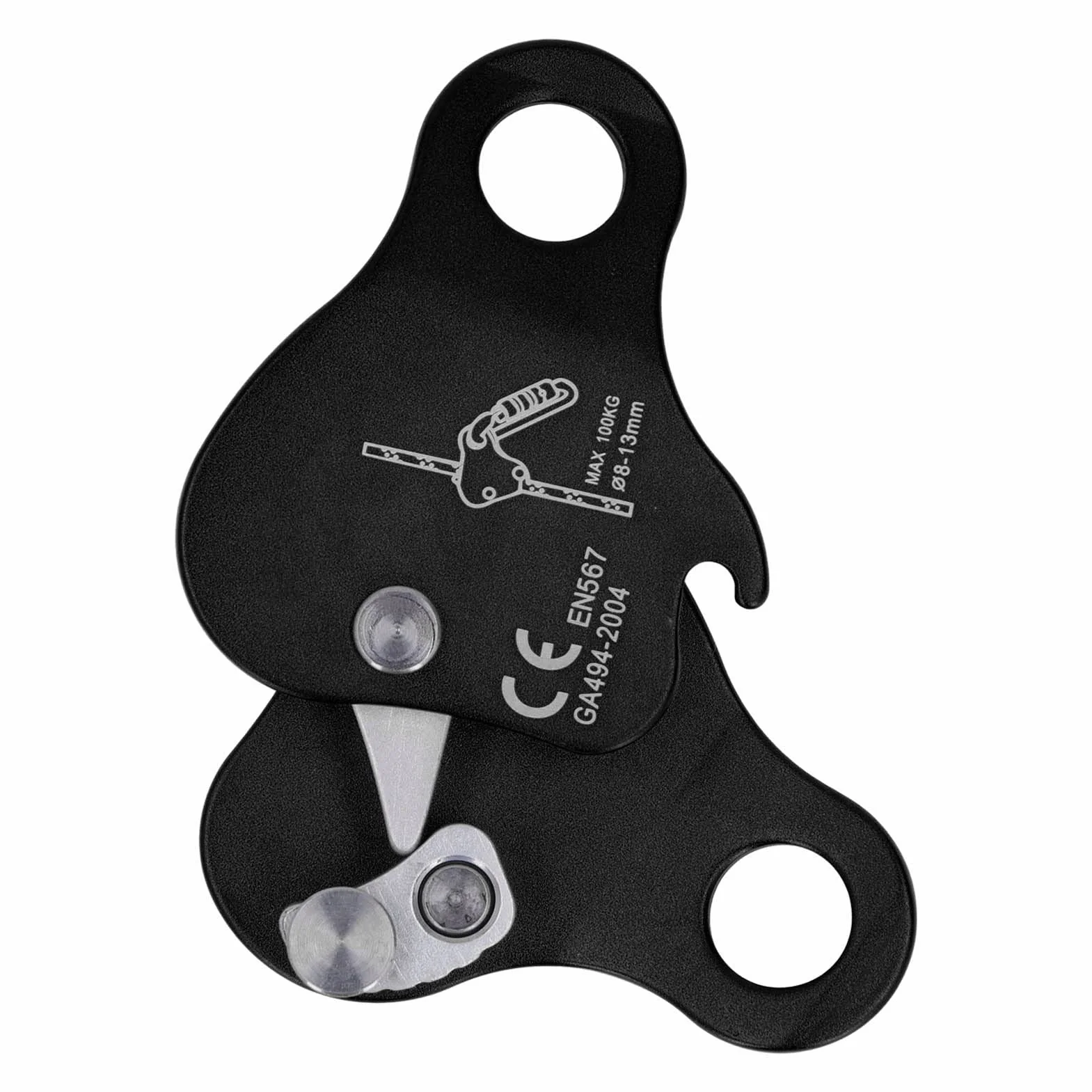 Keenso Bloqueur de Corde d'escalade en Alliage d'aluminium Autobloquant 8-13 mm pour Alpinisme Plein Air Noir