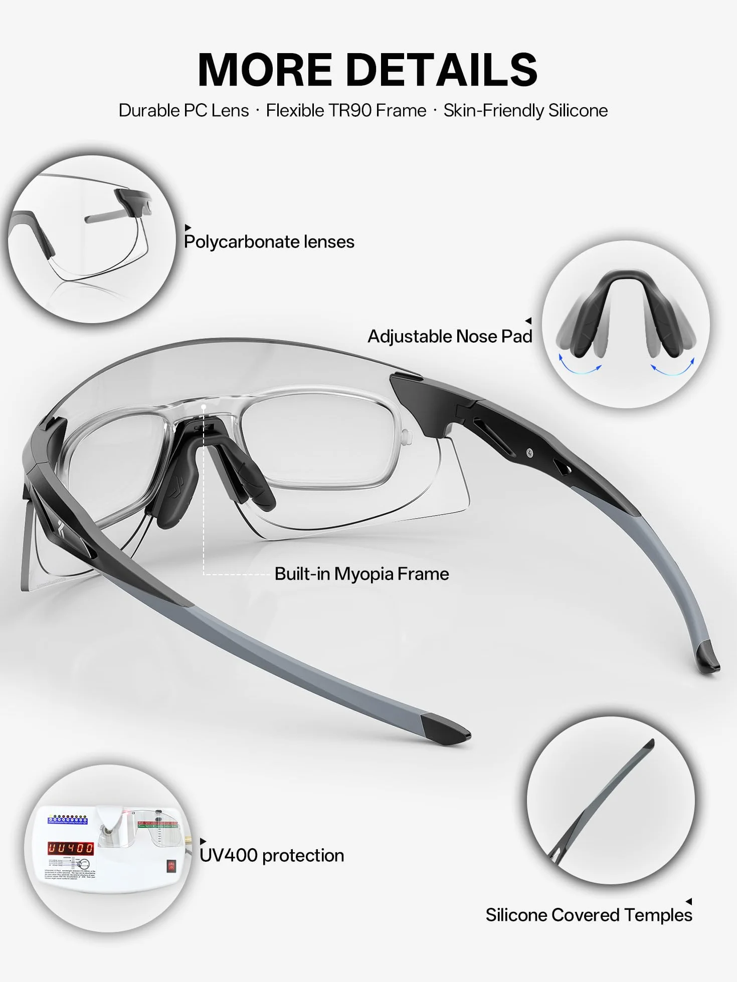 KOVEX Lunettes Velo Photochromique Sport Cyclisme Homme Femmes Route VTT Running K242