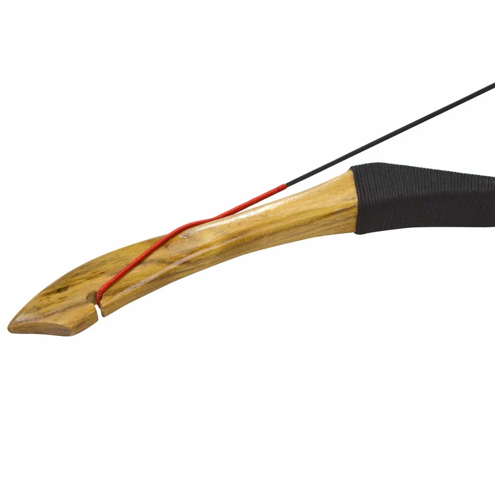 Arc Longbow Traditionnel en Bois et Cuir 25-40 lbs Tir à l'Arc