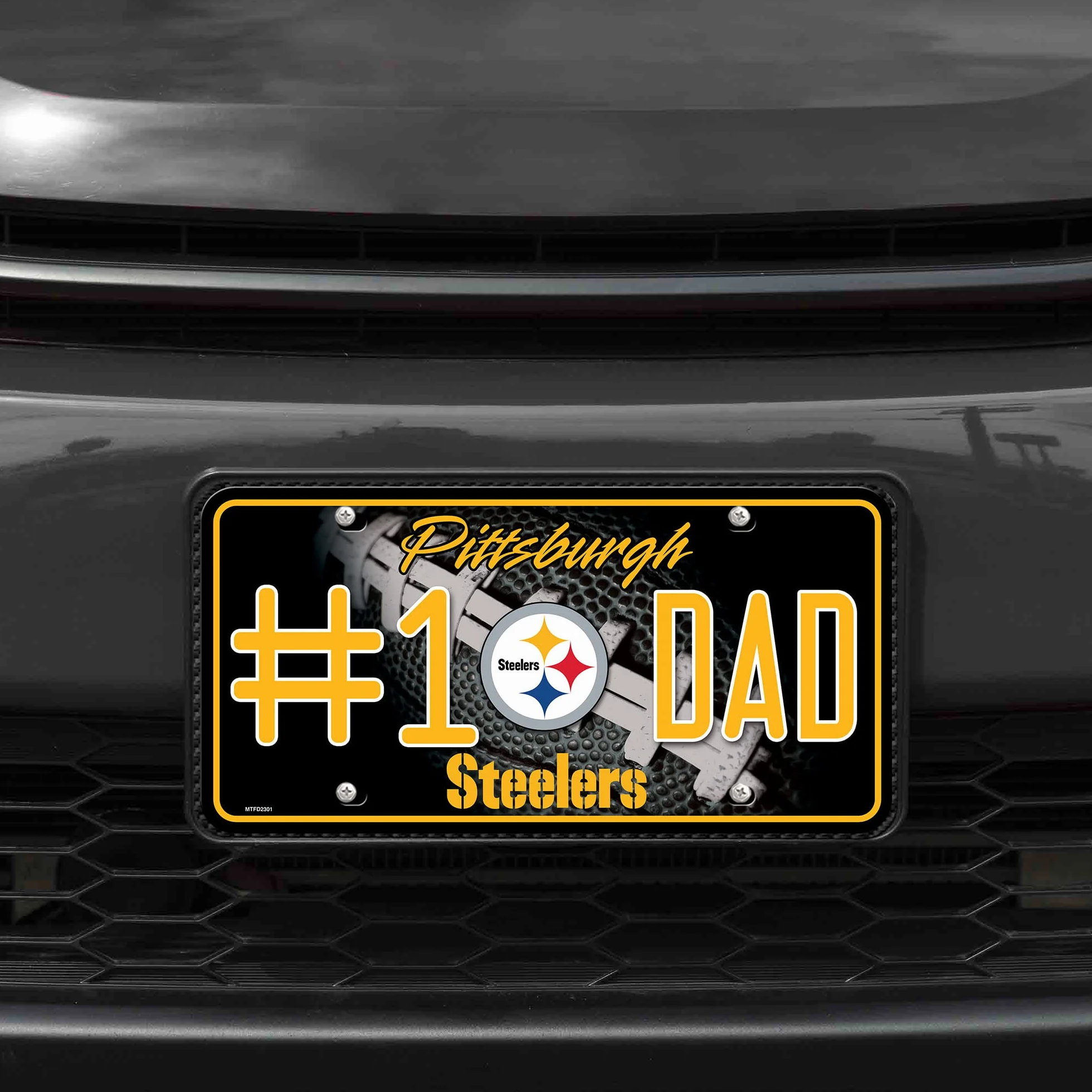 Rico Industries NFL Pittsburgh Steelers #1 Dad Metal Tag 8.5" x 11" - Auto Tag for Car