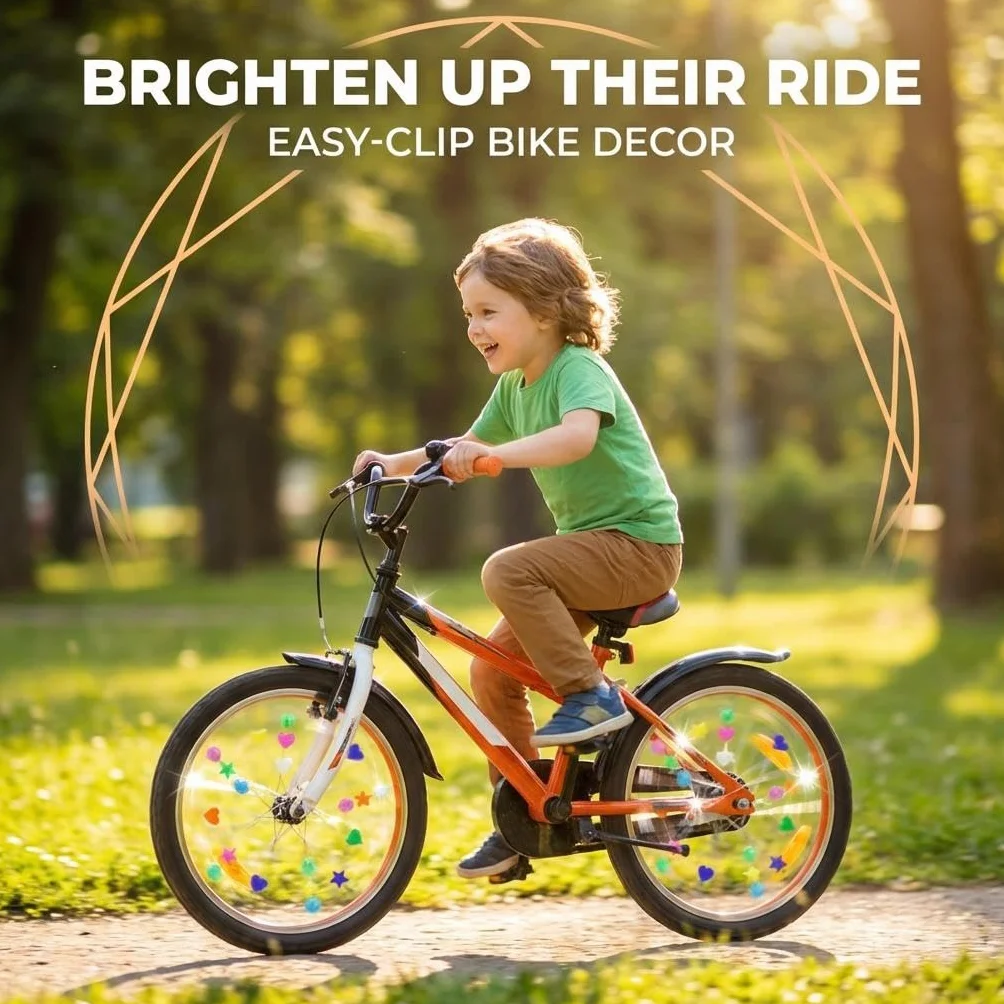Accessoires Vélo Enfant 144 Pièces, Perles et Réflecteurs Colorés pour Rayons de Vélo