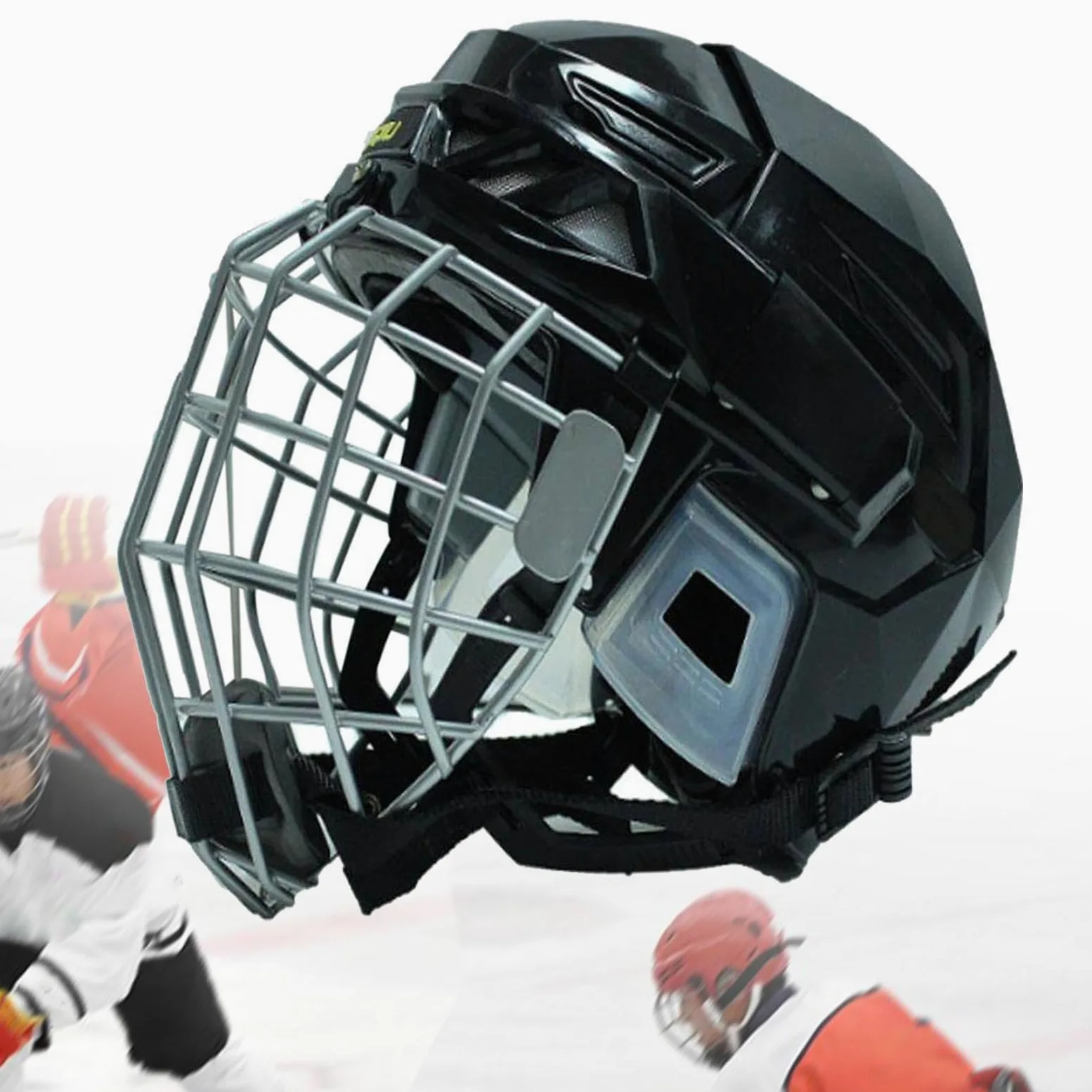 LOVIVER Casque de Hockey sur Glace Casque de Patinage sur Glace Casque de Hockey sur Glace Équipement de Hockey réglable Noir Casque de Patinage à roulettes