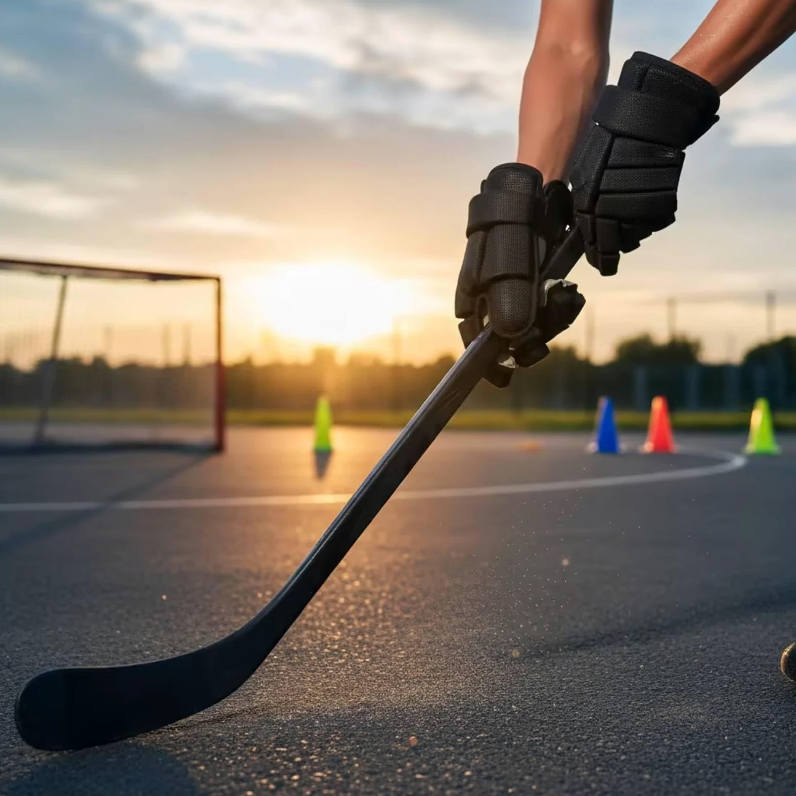 Gants Hockey avec Protège-Doigts Antidérapant Gants Hockey avec Paume Renforcée Respirants