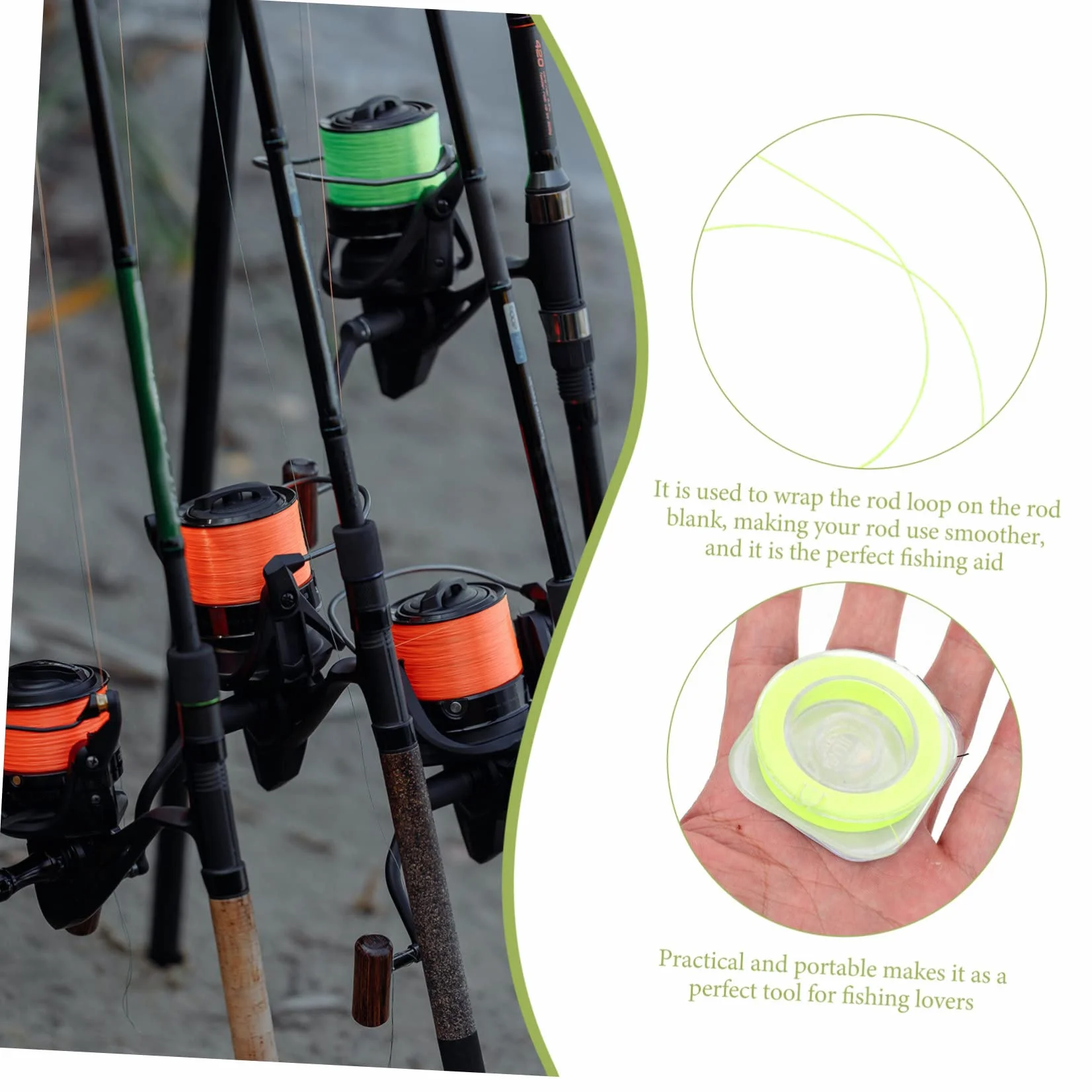 Anneau de Cravate de Canne à pêche Fil d'attache WOONEKY 1 Rouleau Fourniture de Canne à pêche