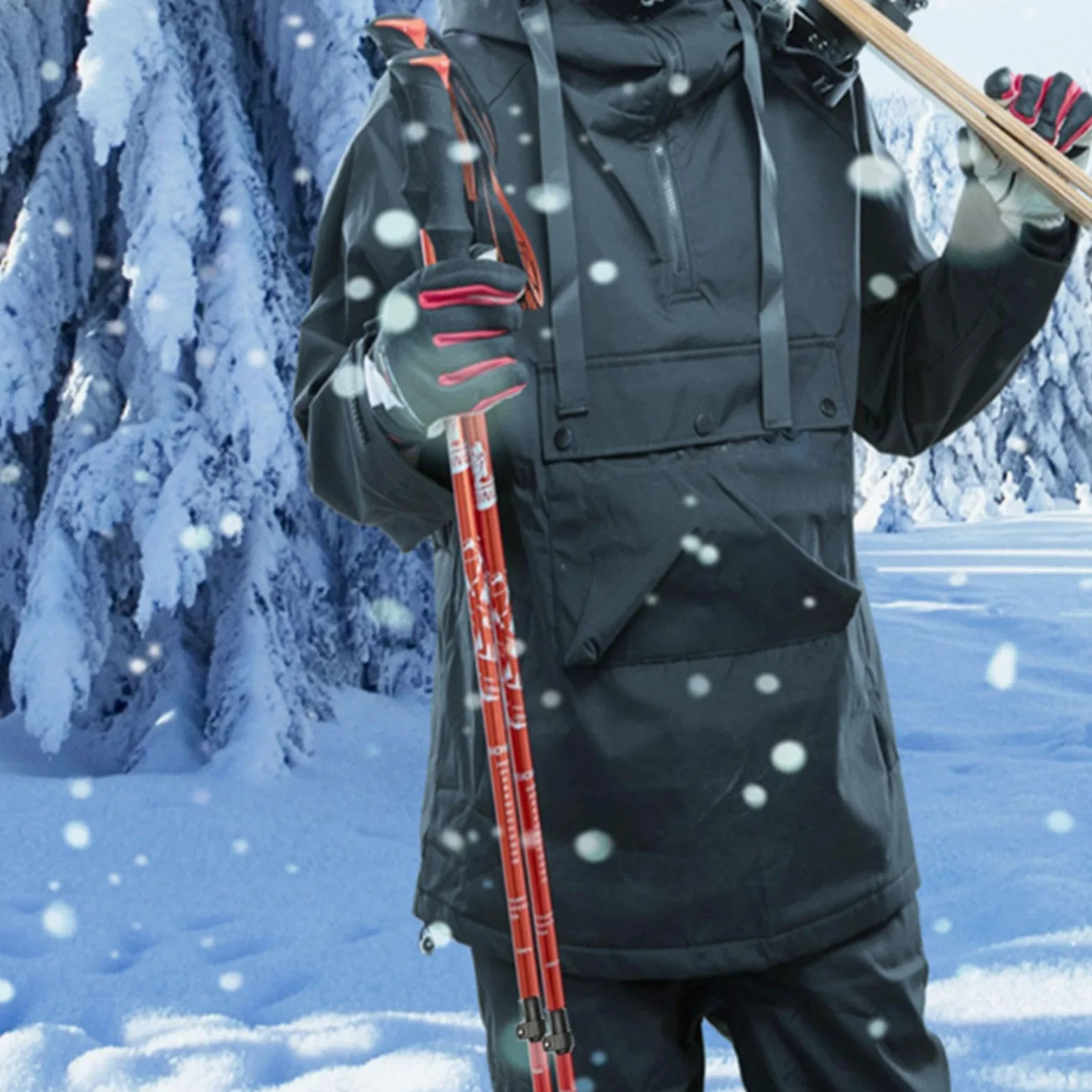 Lot de 2 Bâtons de Ski Ergonomiques en Aluminium avec Réglage Télescopique, Rondelle à Neige et Système de Verrouillage pour Les Passionnés de Ski, Le