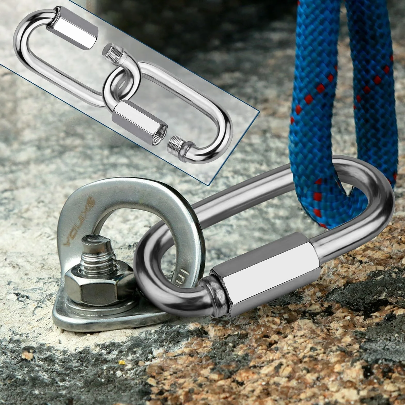 Maillon Rapide M6 V4A Mousqueton Vis Attache Rapide 5 Pièces pour Escursioni Pesca Campeggio