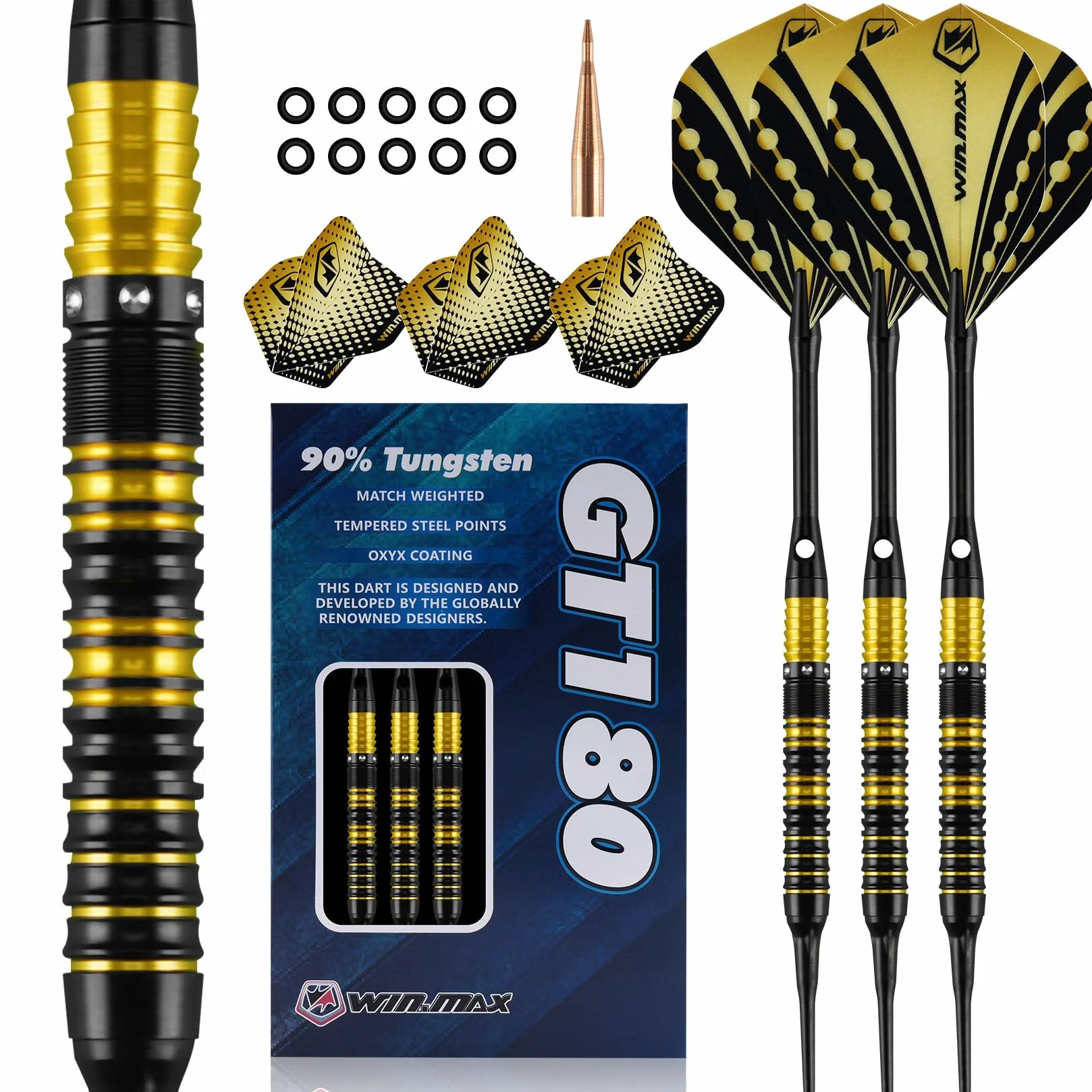 WIN.MAX Fléchettes 90% Tungstène 18 g Lot de 3