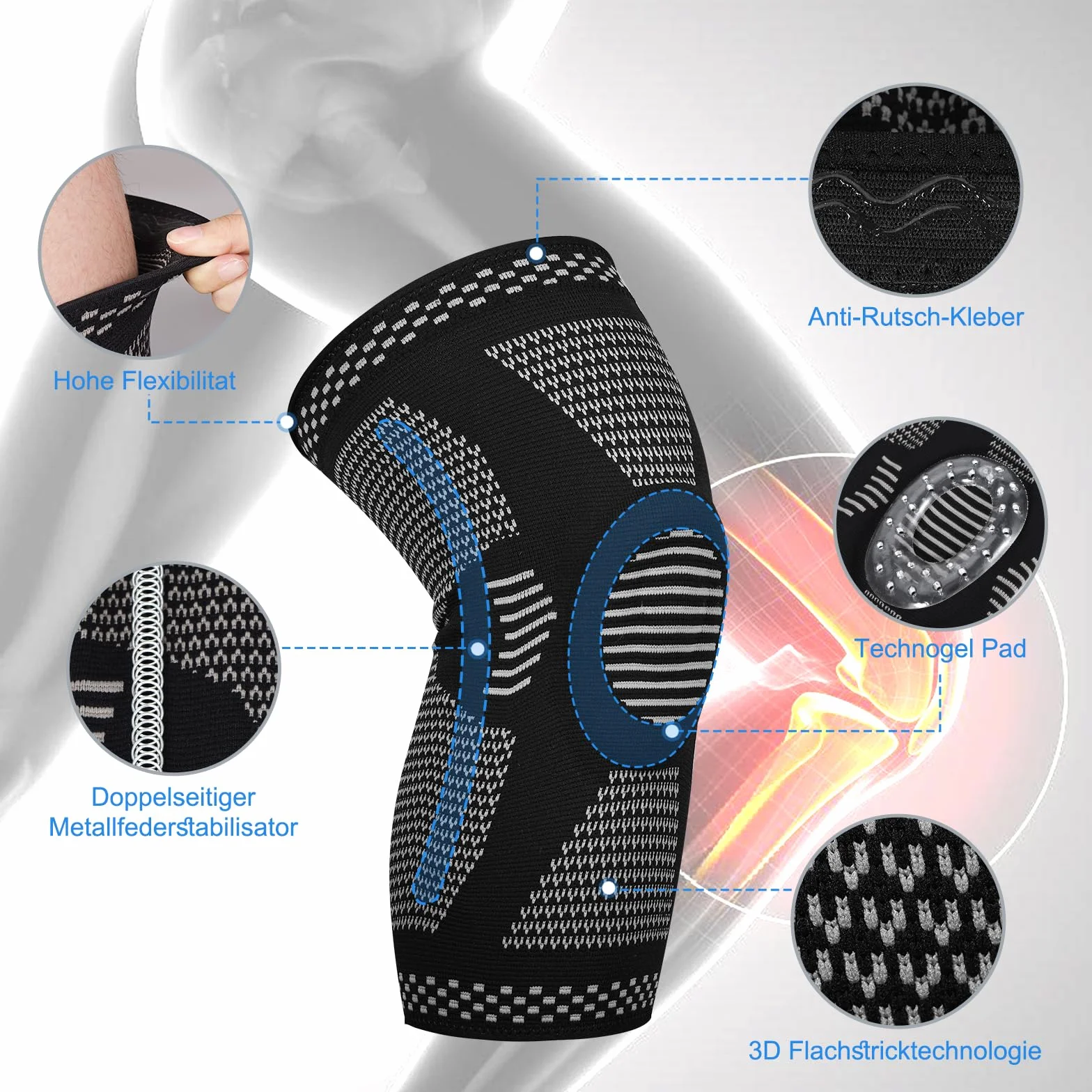 Genouillère médicale sport pour arthrose genou, attelle rotulienne ligamentaire hommes femmes