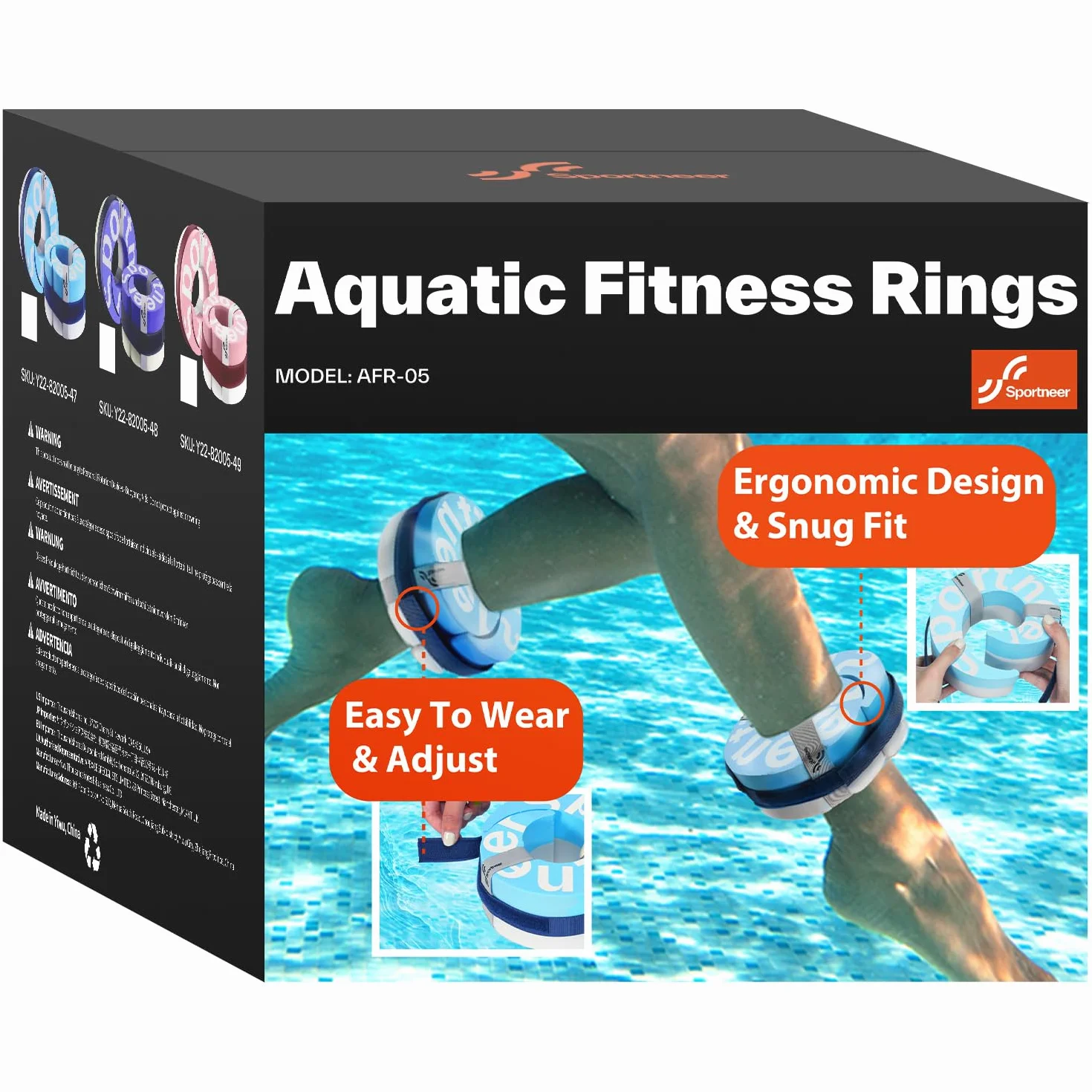 Sportneer Manchettes aquatiques en mousse – Équipement d'aérobic EVA haute densité, poids d'eau pour chevilles et bras avec boucle amovible pour Aqua Fitness, exercices en piscine et jogging aquatique