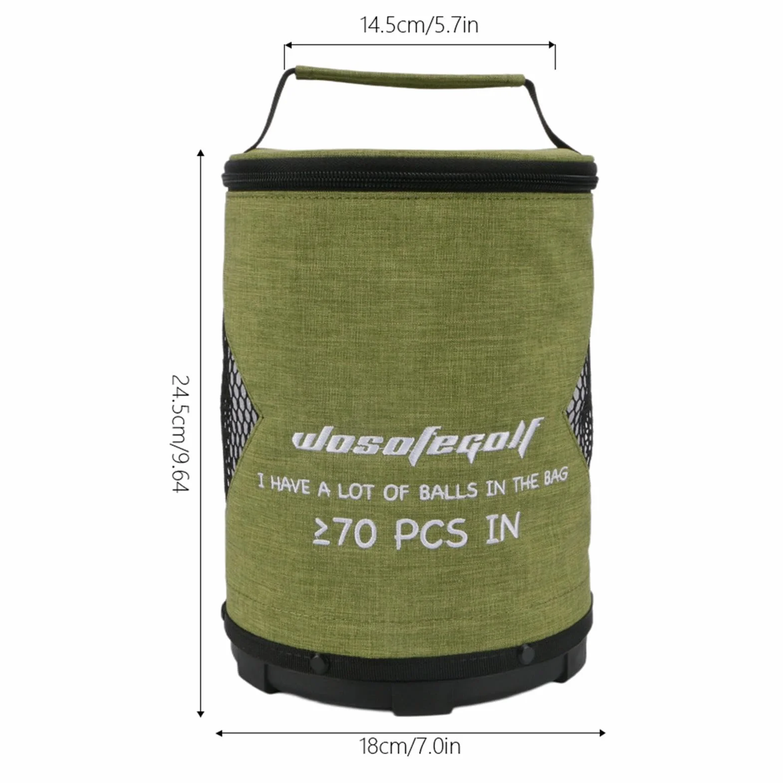 Pochette pour balle de golf cylindrique grande capacité avec fermeture éclair portable pliable léger pingpong