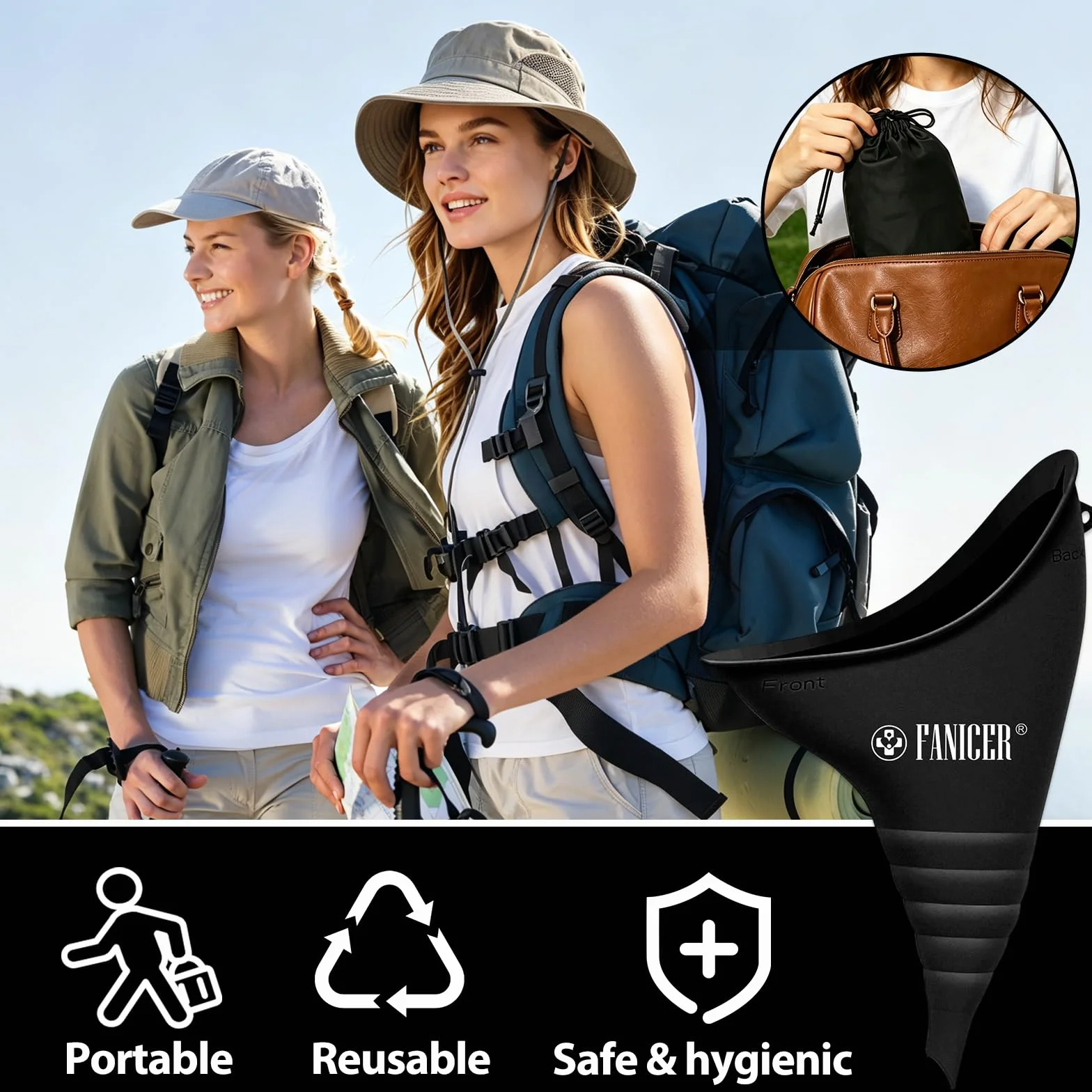 Urinoir Femme Réutilisable en Silicone Pliable avec Tube d'Extension pour Camping Randonnée
