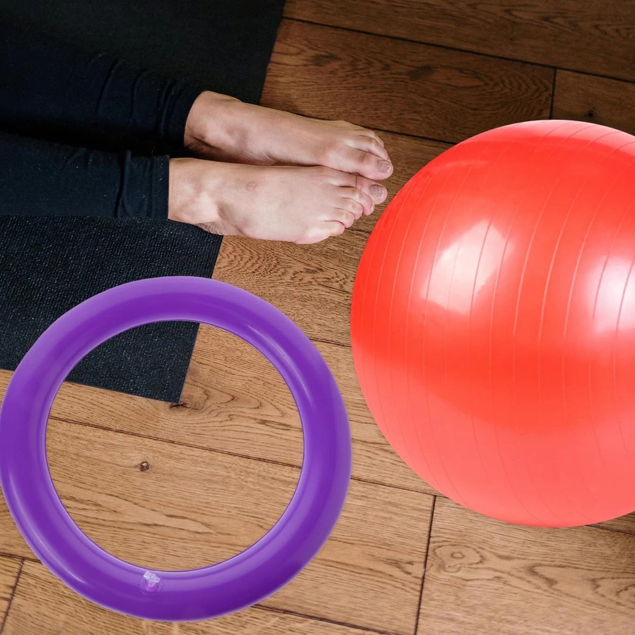 GALPADA Base de Balle de Yoga Gonflable avec Anneau Fixe Rond Support Stable