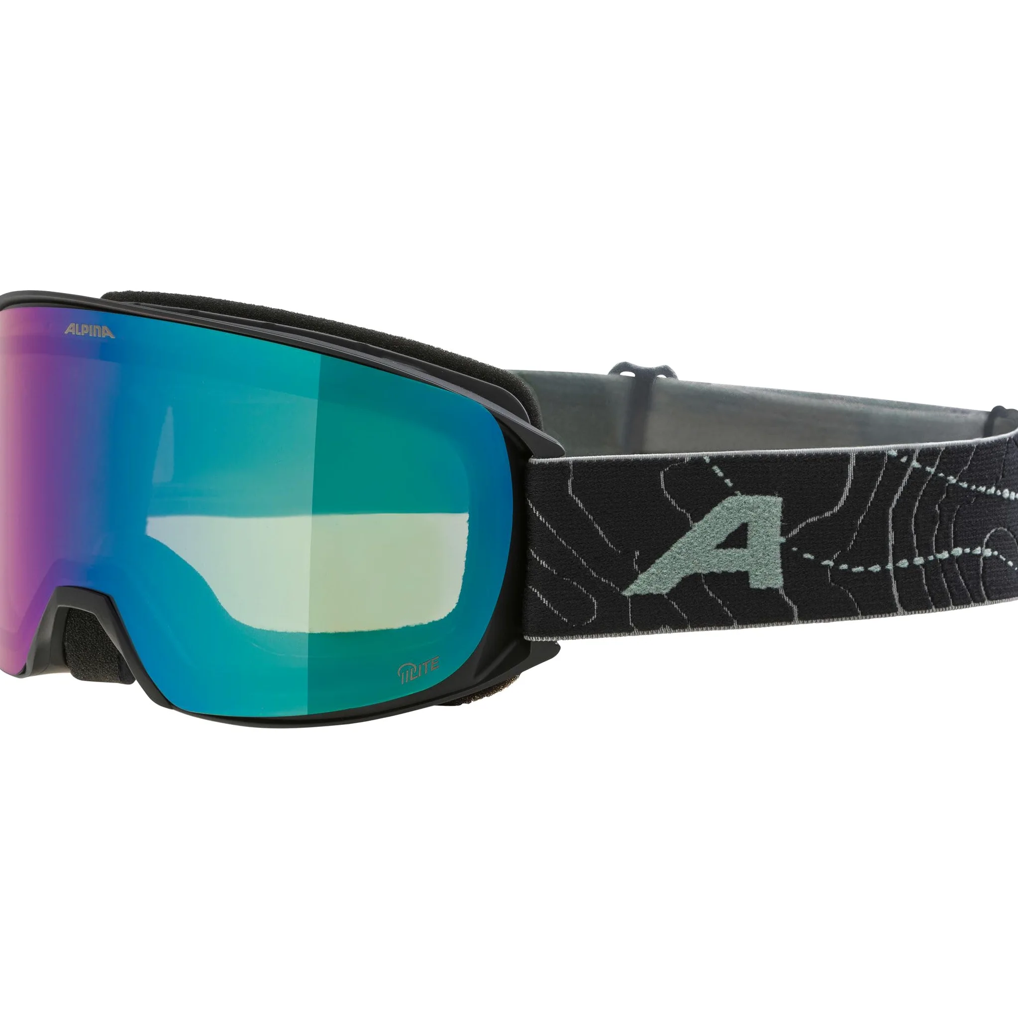 ALPINA NAKISKA Q-LITE - Masque de ski OTG anti-buée, extrêmement robuste et incassable, protection UV 100% pour adultes, black-williow-green matt