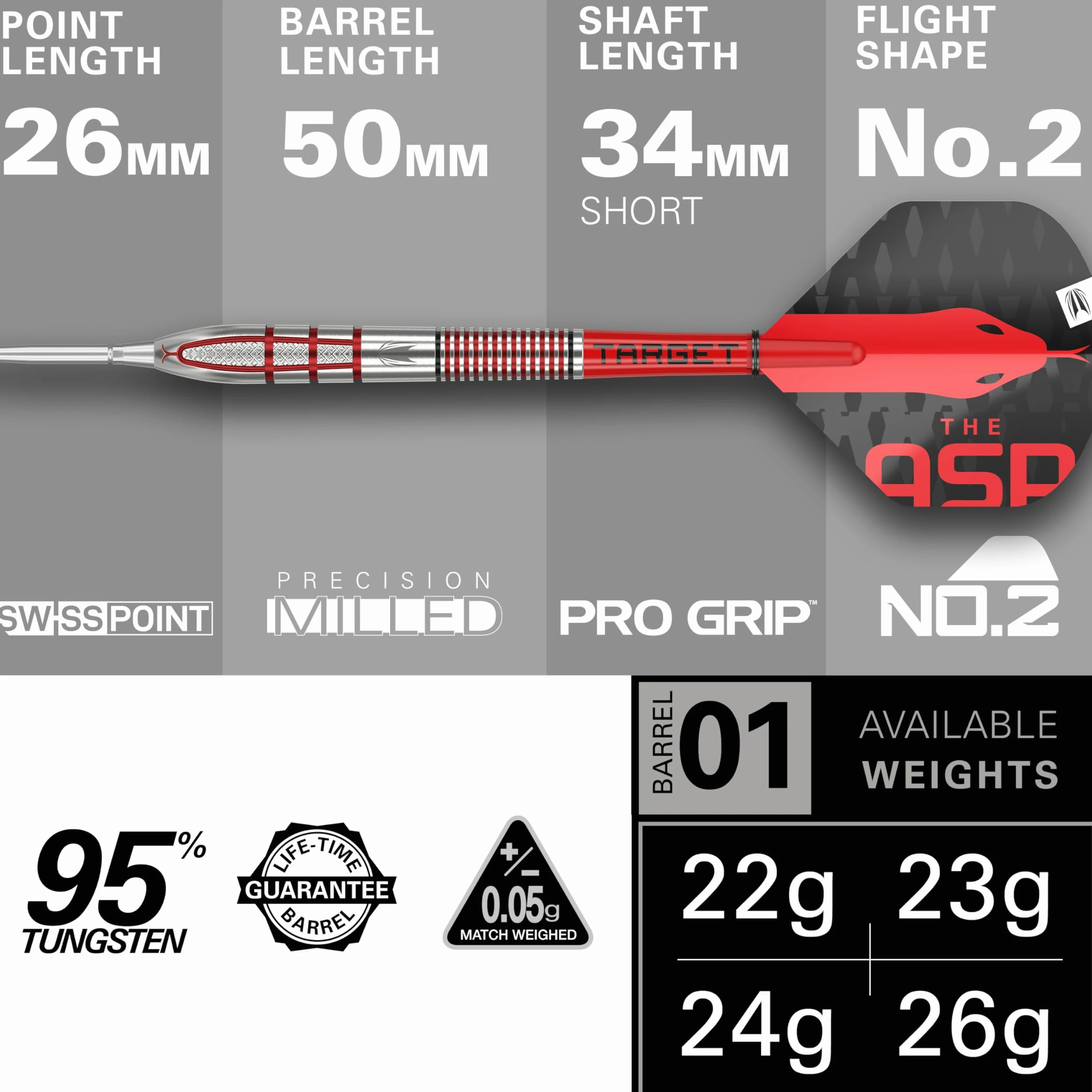 Target Darts Nathan Aspinall Gen 2 95% Wolfram Swiss Point Jeu de fléchettes à Pointe d'acier