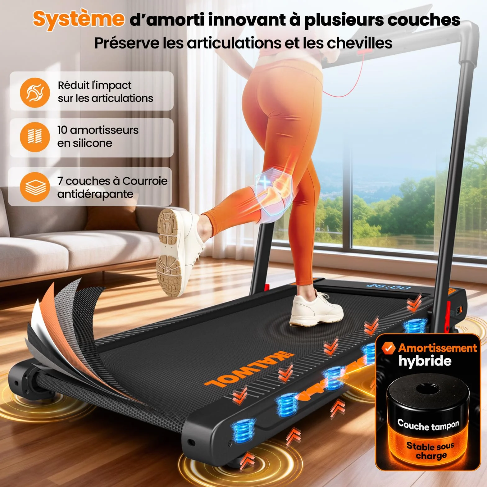 Tapis de Course 6 en 1 Pliable avec Enceinte Bluetooth, Moteur 3,0 CV, 12 KM/H, Charge 160 kg