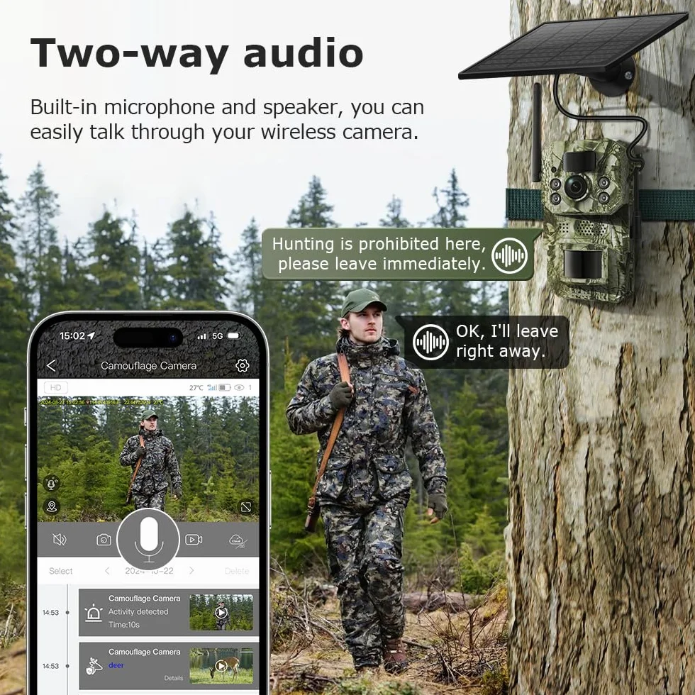 Caméra Solaire 4G LTE avec GPS – Caméra de Surveillance Extérieure, Carte SIM Compatible, Batterie + Panneau Solaire, Carte SD 32 Go Incluse, Vision Nocturne HD, IP66, Détection PIR (Verde)