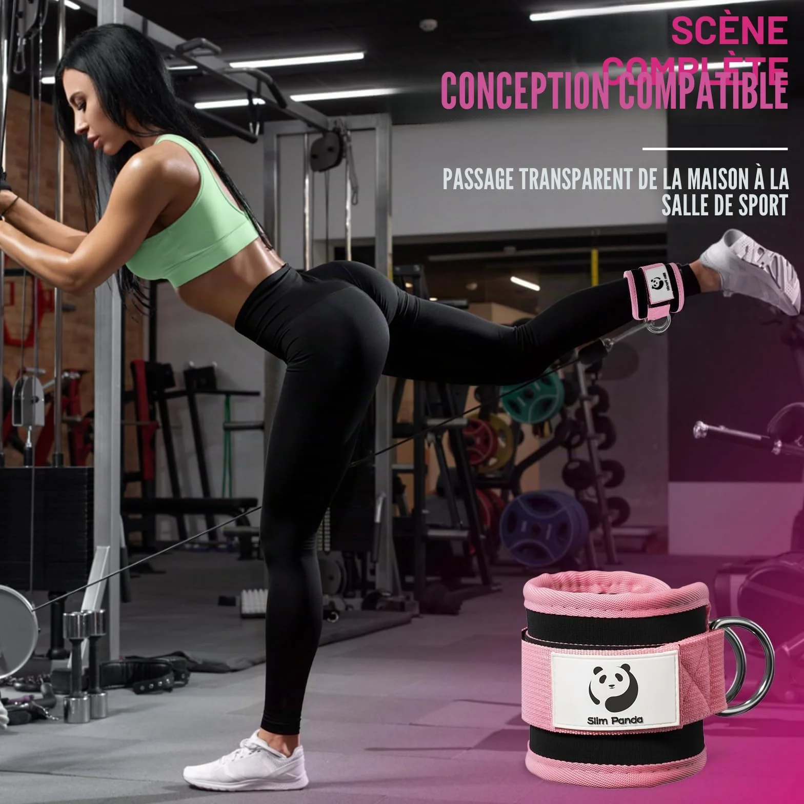 Slim Panda Sangle Cheville Musculation Poulie Rembourré - Sangle Musculation Fitness Câble Machines