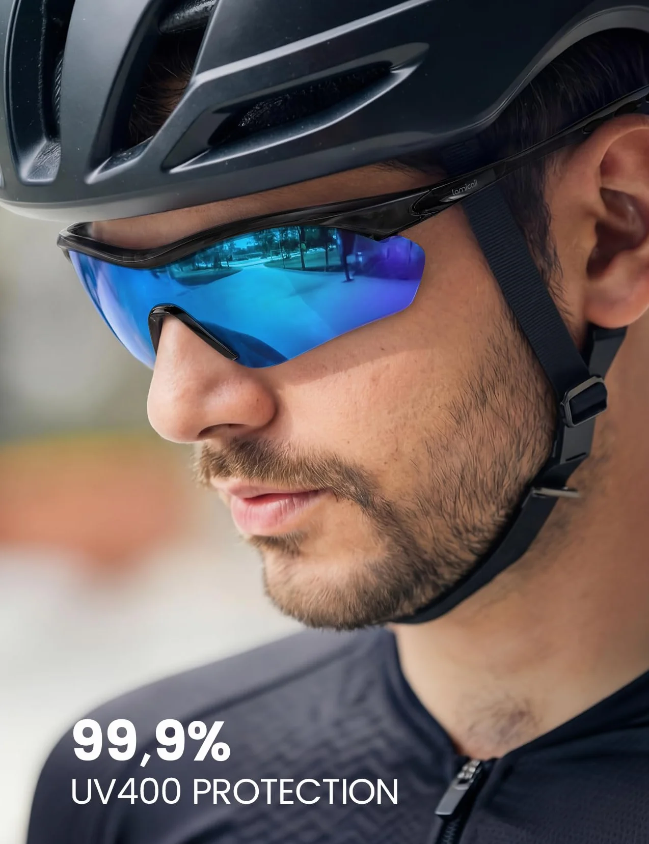 Lamicall Lunettes de Soleil Cyclisme Polarisées 22g Ultraléger TAC Verres Monoblocs UV400 Protection TR90 Monture