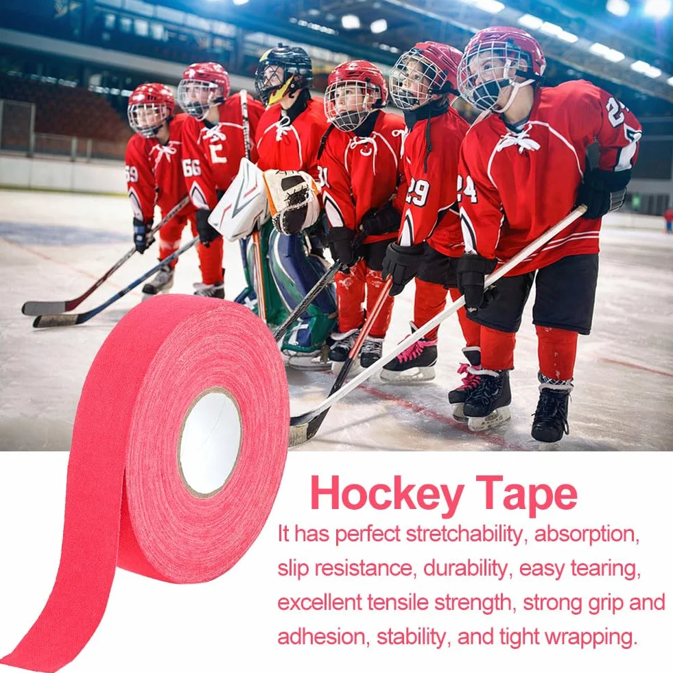 KARELLS Ruban de Hockey Auto-adhésif 25m × 25mm Rouge