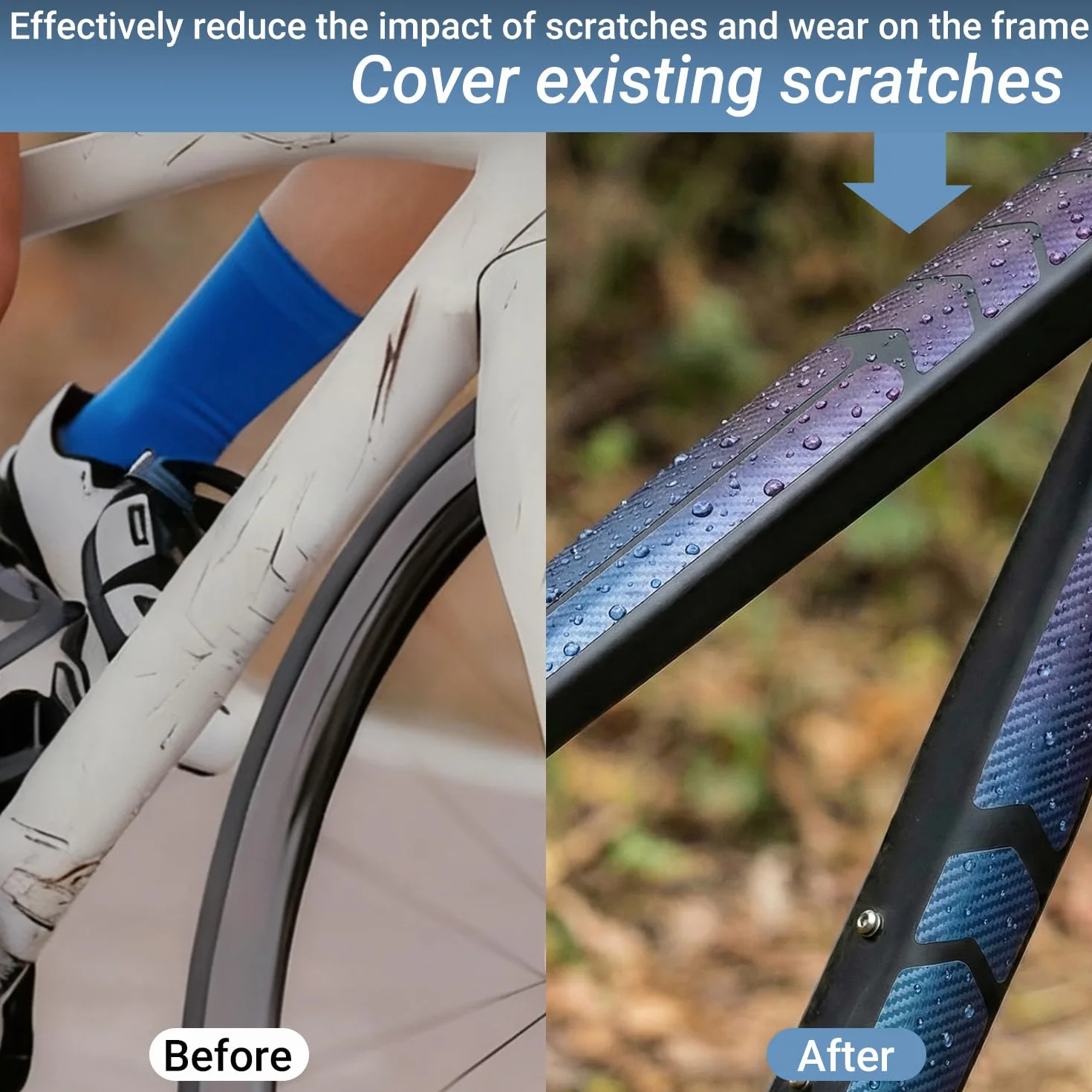 Protection Cadre Vélo Autocollants Carbone Film Protection Cadre Autocollants Protection Vélo Couleur Changeante