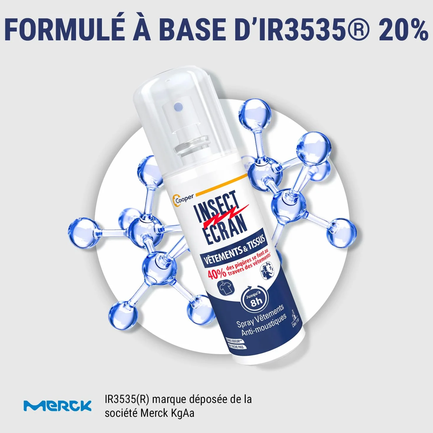 Anti-Moustiques Spray 100ml Protection Vêtements Tissus Fabriqué France