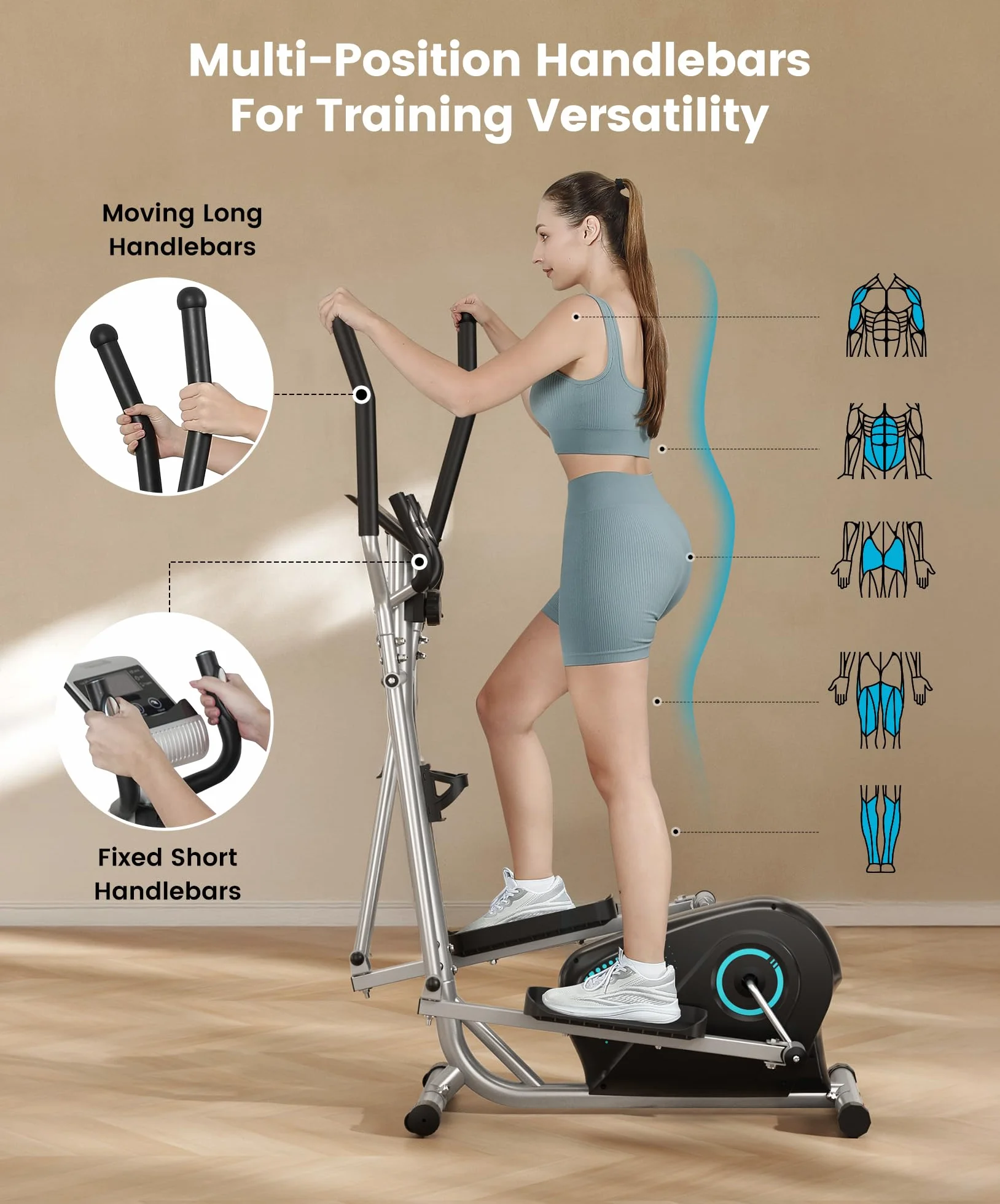 Dripex Velo Elliptique Silencieux Volant Inertie 6 kg 16 Niveaux Resistance Capteur Pouls Ecran LCD Appareil Fitness Cardio