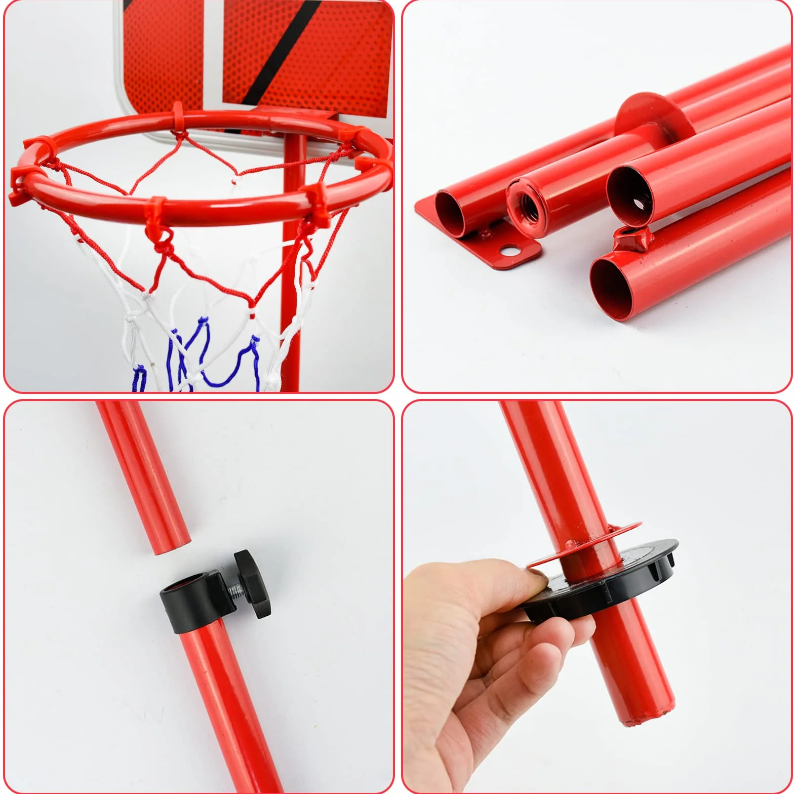 AolKee Panier Basket Enfant Portable 50-150cm Réglable Intérieur Extérieur avec 3 Balles Filet Pompe