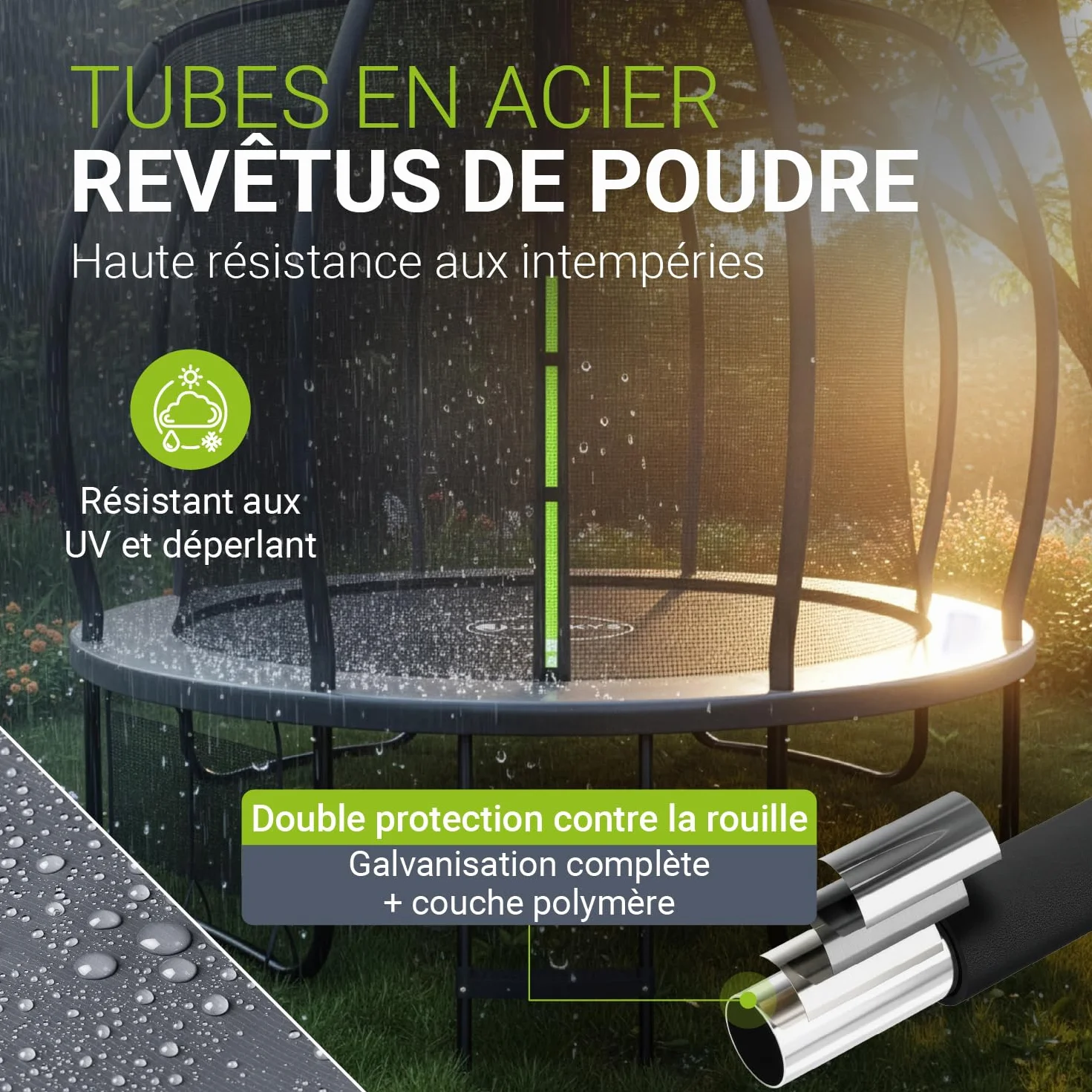 Trampoline SkyBounce Juskys avec Filet de sécurité extérieur Jardin