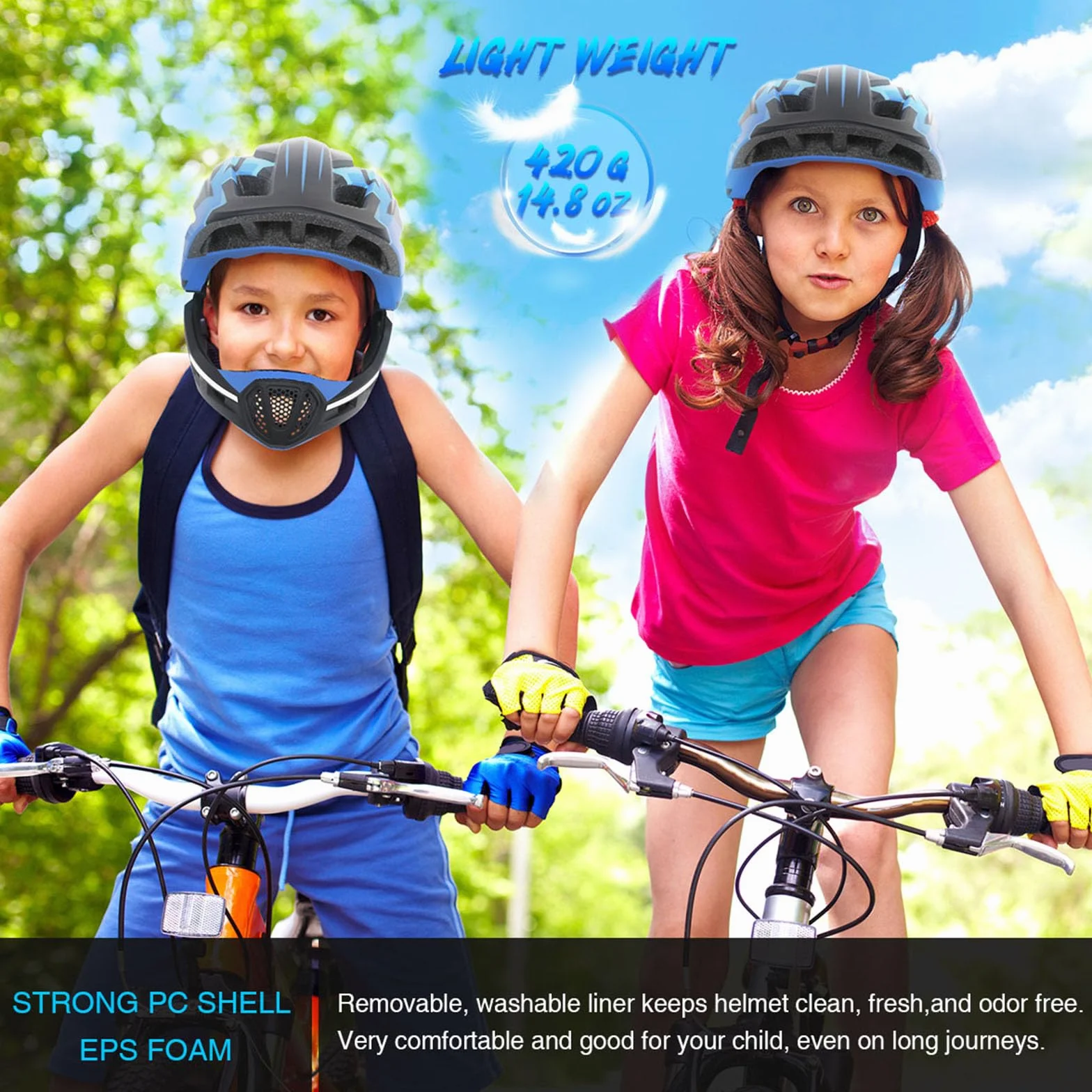 Lixada Casque de vélo pour enfant, casque intégré avec mentonnière amovible, casque de protection pour le cyclisme, le skateboard, le patin à roulettes