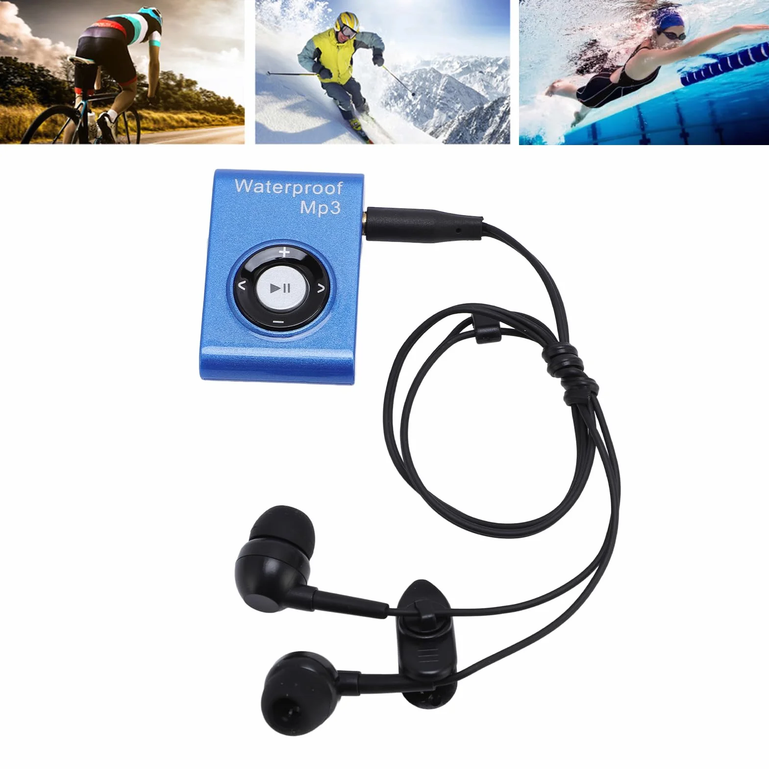 Lecteur MP3 étanche 8 Go avec écouteurs imperméables pour natation plongée surf ski
