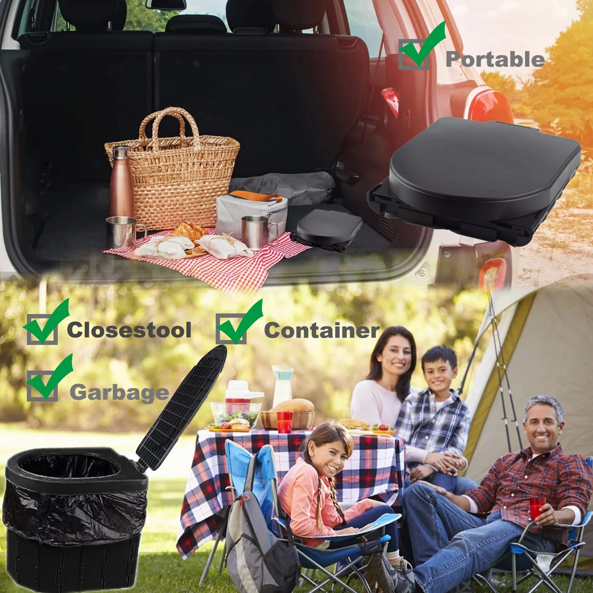 KINSPORY Toilette Portable Camping Urinoir Unisexe pour Voiture Seau Hygiénique