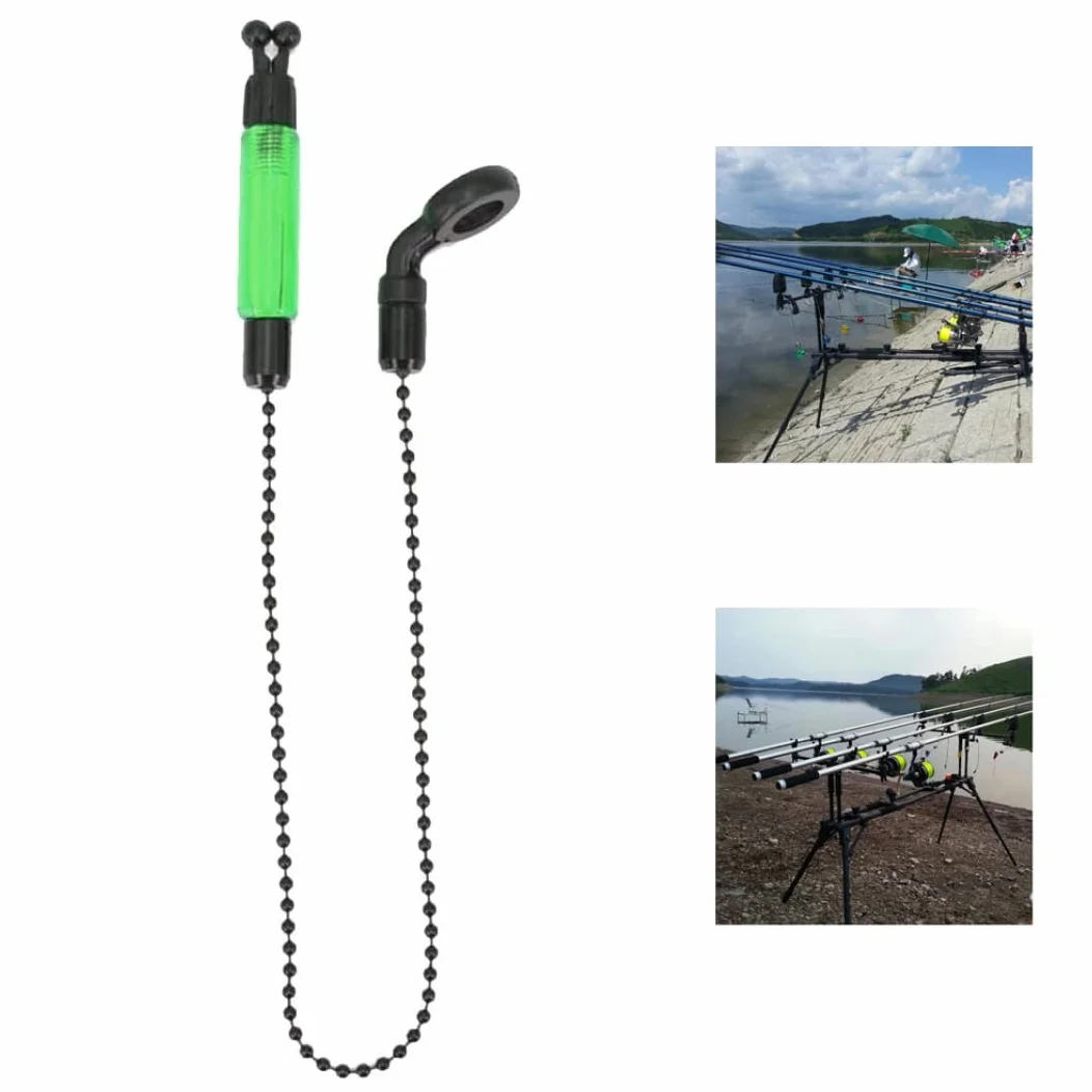 Indicateur de Morsure Chaînes de pêche à la Carpe Alarmes Bobines Cintres Alerter Tackle Vert 3PCS, Indicateur Morsure