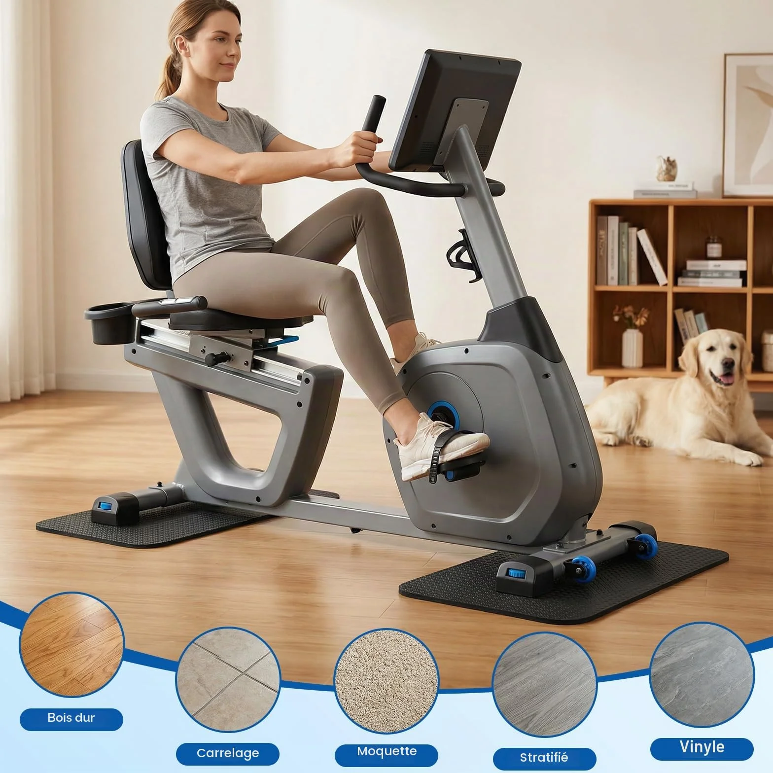 Tapis Fitness Protection Sol Double Face Silicone Anti Bruit Vibration 30x63.5 Cm Lot De 2