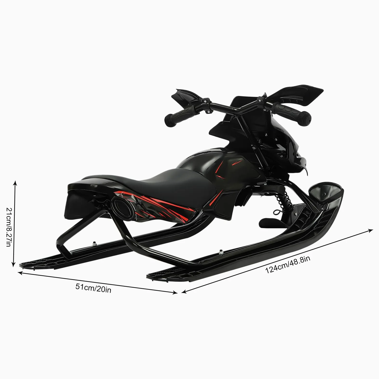 Luge de direction pour enfants avec freins, idéale pour les sports de neige en polyéthylène et fer, convient aux enfants de plus de 3 ans, avec rembourrage réglable et capacité de charge stable