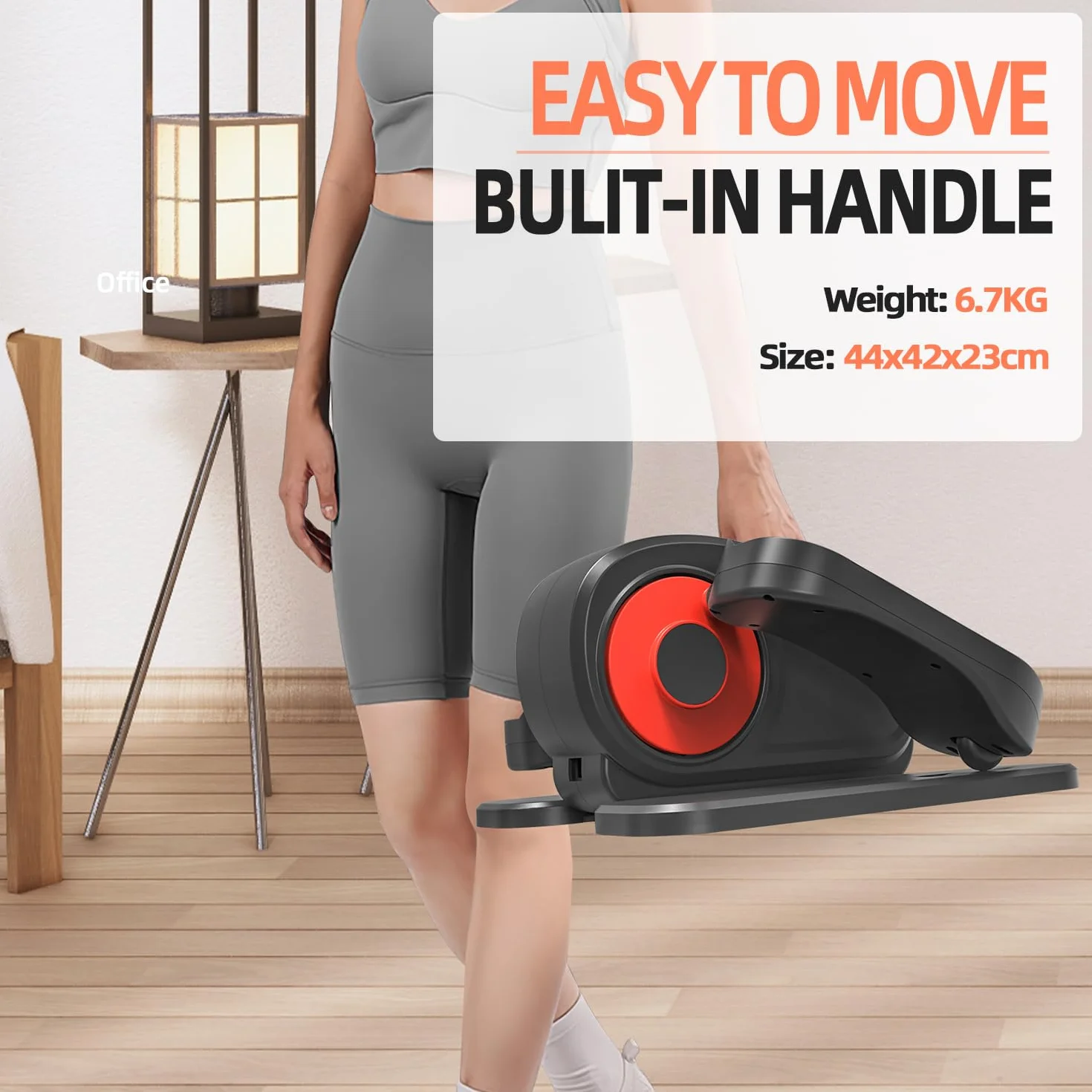 Exerciseur à Pédale Elliptique Portable Ultra Silencieuse avec Télécommande pour Personnes Âgées et Adultes