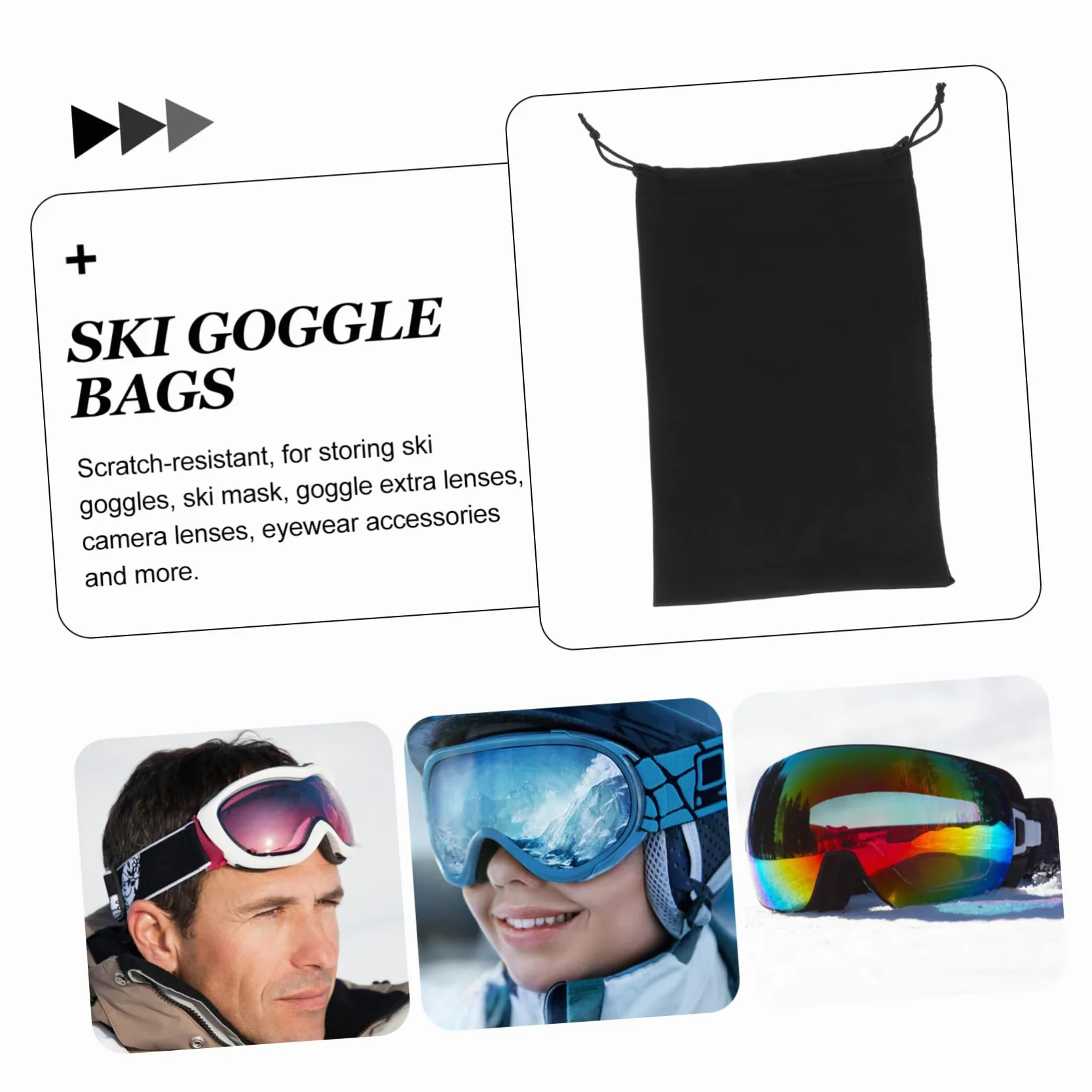 Mipcase 100pièces Pochette De Pour De Ski Microfibre Étui De Rangement Pratique Pour Masques De Neige Accessoire Et