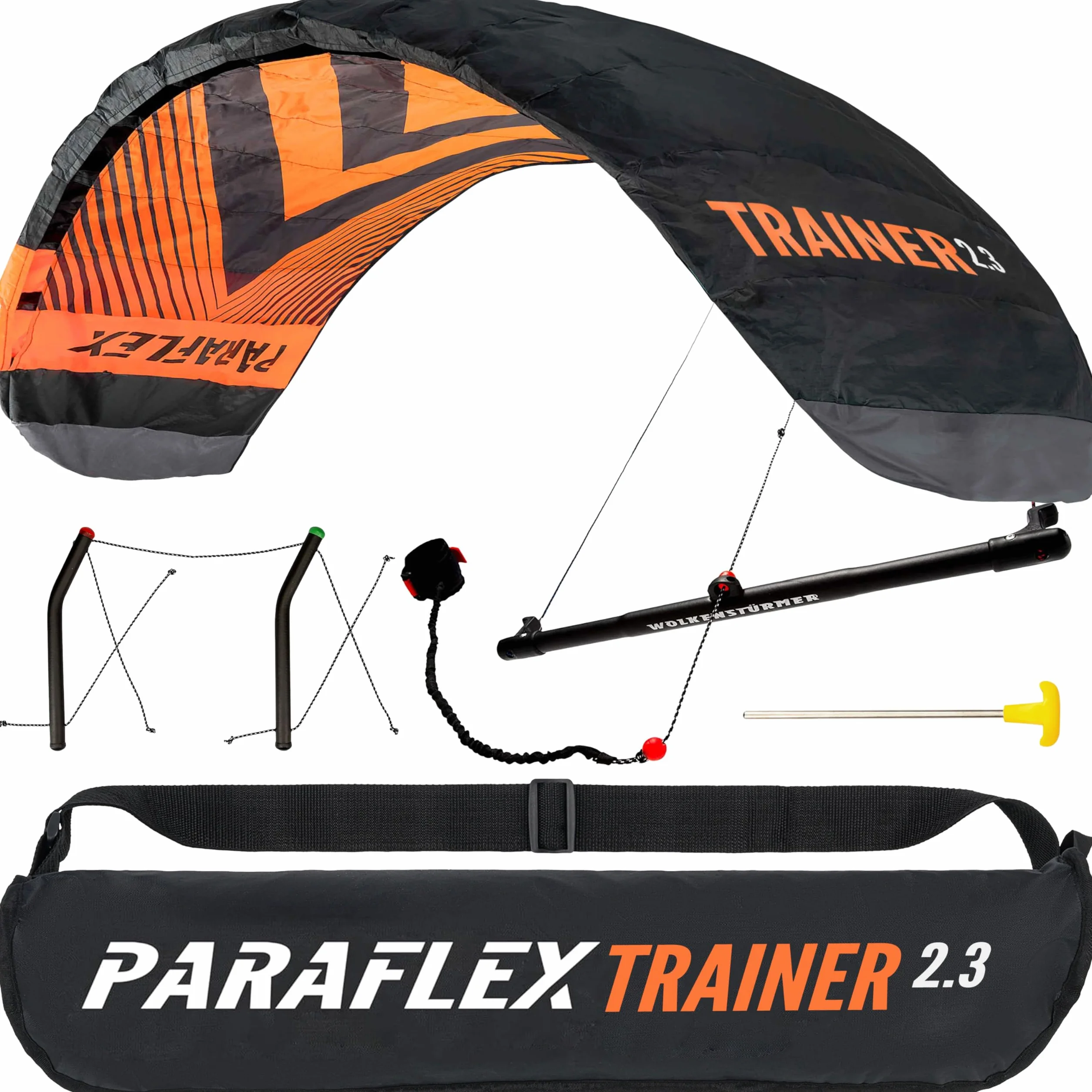Wolkenstürmer Paraflex Trainer 2.3 Aile de Kitesurf Noir/Orange 3 Lignes cerf-Volant Mountain Board