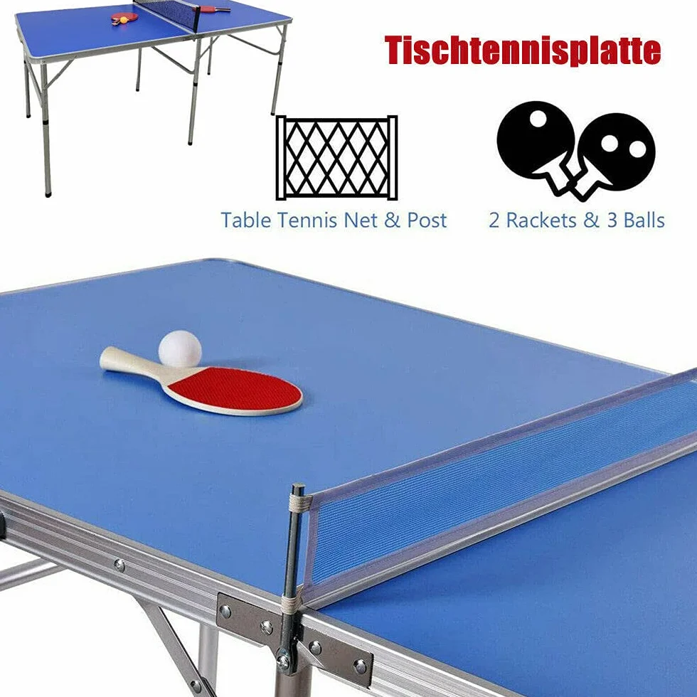 SHZICMY Table de ping-pong pliable - Pour l'intérieur et l'extérieur - 152 x 76 x 76 cm, bleu