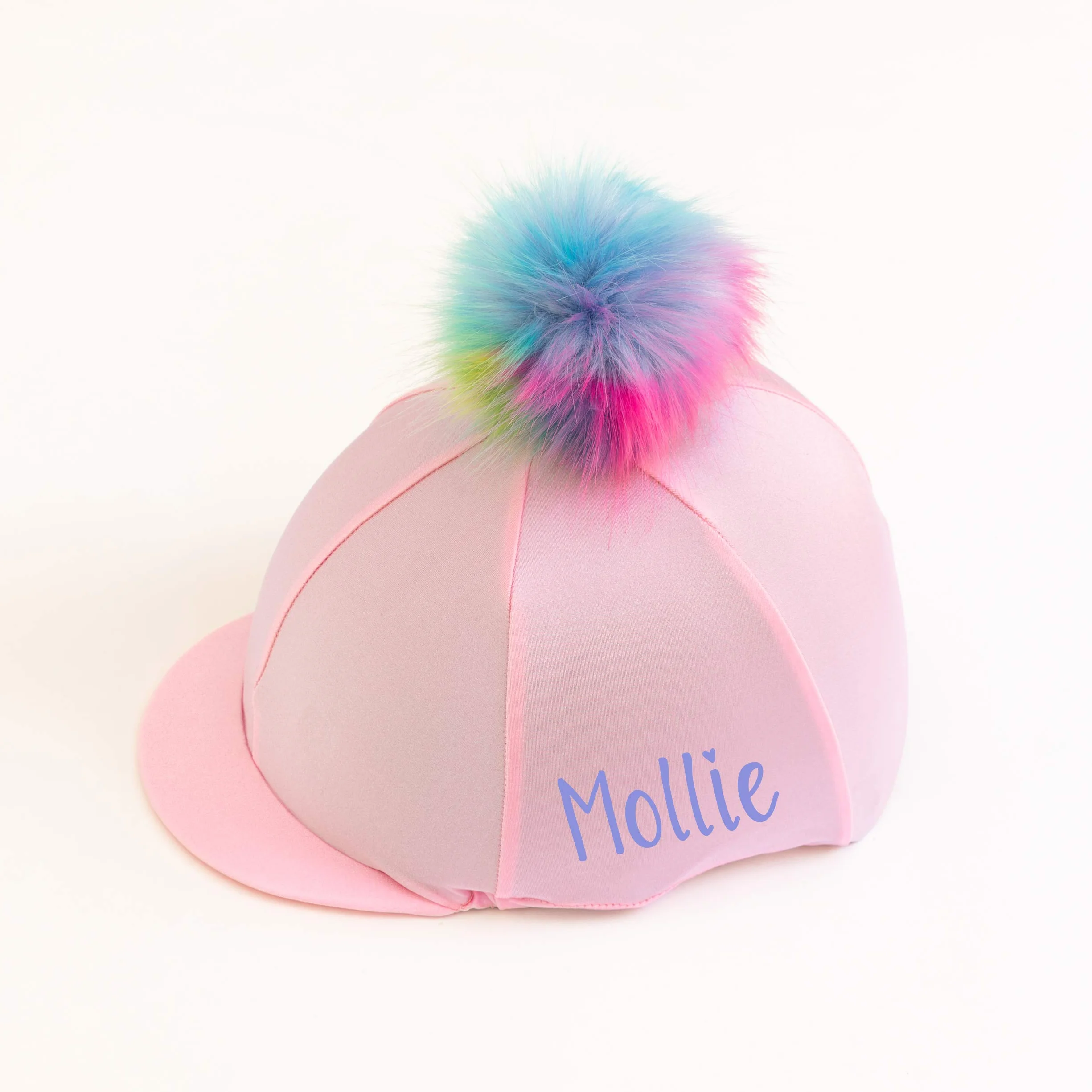 Chapeau d'équitation licorne en soie rose clair
