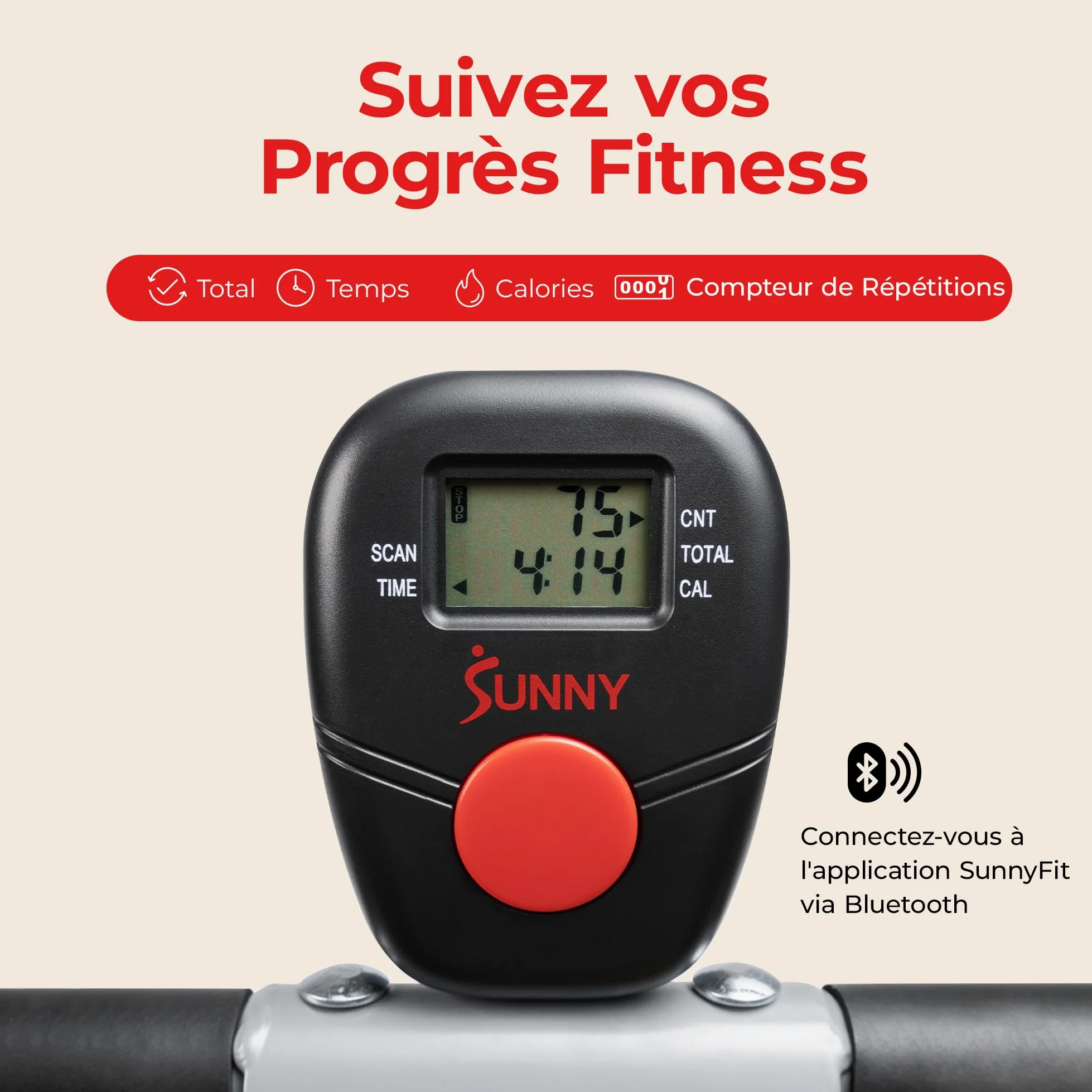 Sunny Health & Fitness Row-N-Ride Connecté Pliable Squat et Rameur | Entraîneur Fessiers et Jambes, 3 Angles de Squat, 4-Résistances, App SunnyFit, 150 kg Charge, Siège et Poignée Réglables