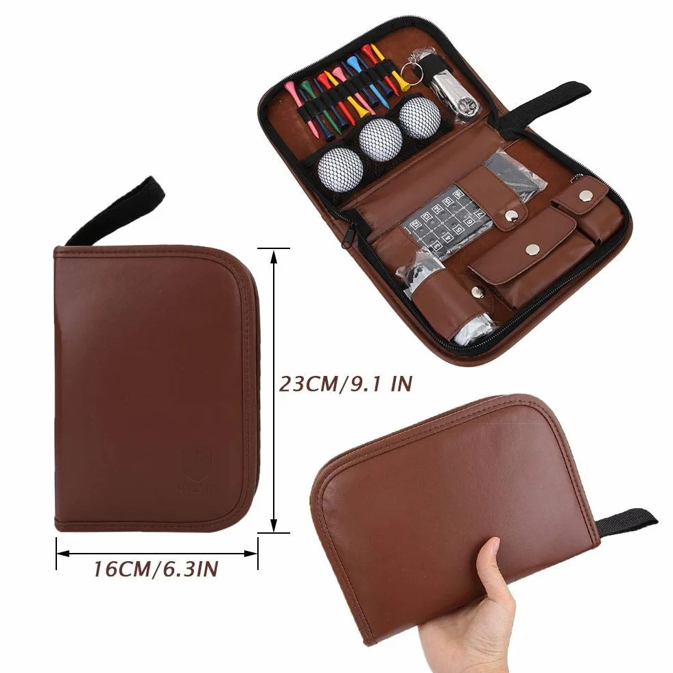 BuyWeek Sac de Trousse à Outils de Golf, Accessoires de Golf pour Homme et Femme, Trousse à Outils de Golf multifonctionnelle, Sac en PU pour Cadeau de Golf