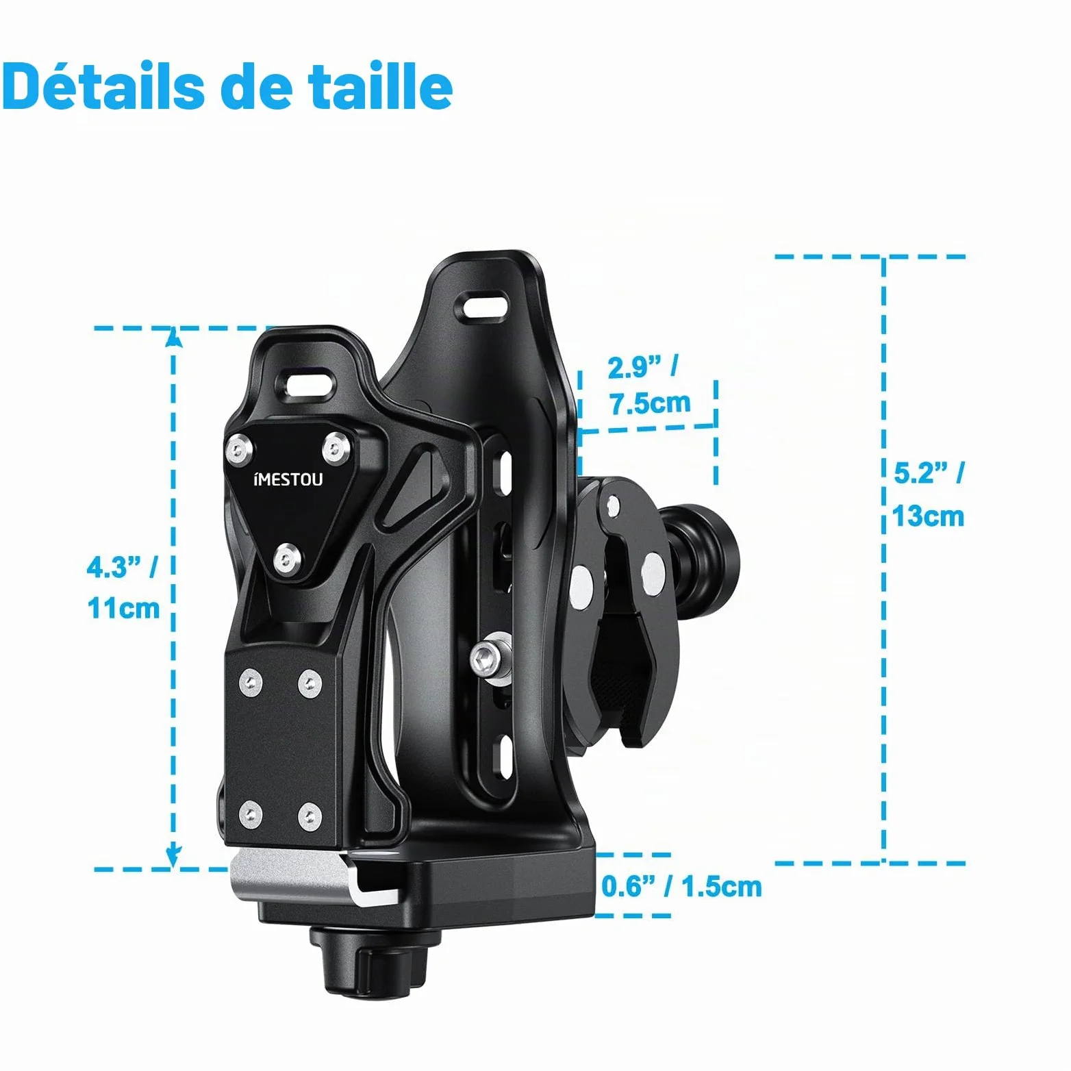 iMESTOU Porte-gobelet Antivol pour Moto ATV, Porte-Bouteille d'eau 50-90 mm, Pince Métallique 12,7-33 mm pour Vélo Scooter