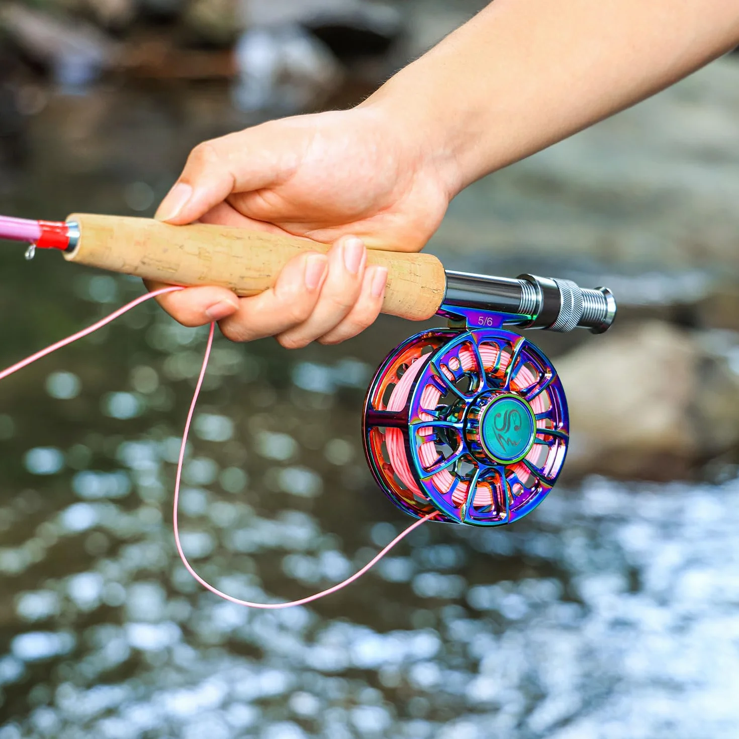 Sougayilang Moulinet de pêche à la mouche ultraléger, corps en alliage d'aluminium usiné CNC, taille 5/6,7/8