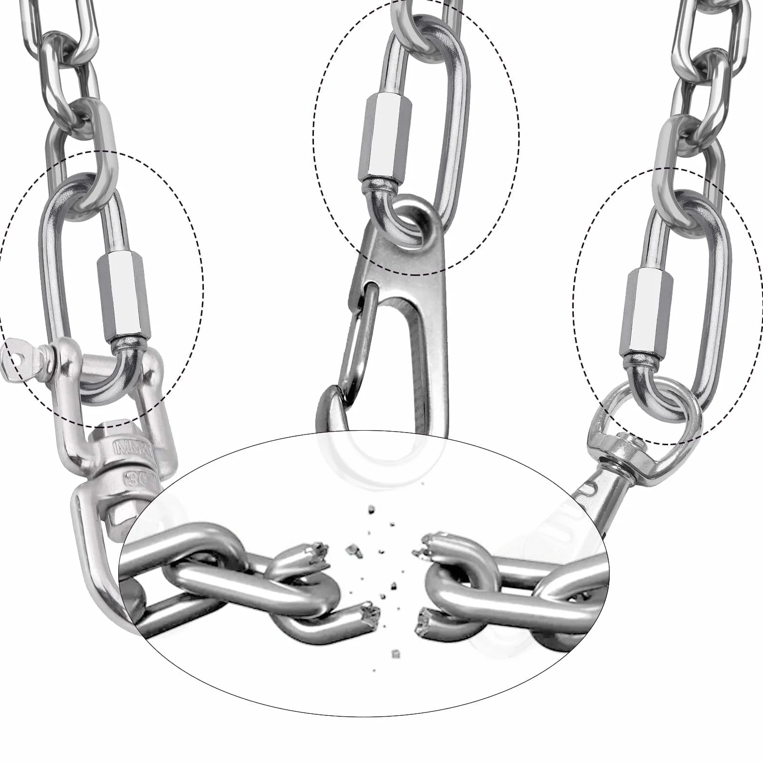 Maillon Rapide M6 V4A Mousqueton Vis Attache Rapide 5 Pièces pour Escursioni Pesca Campeggio