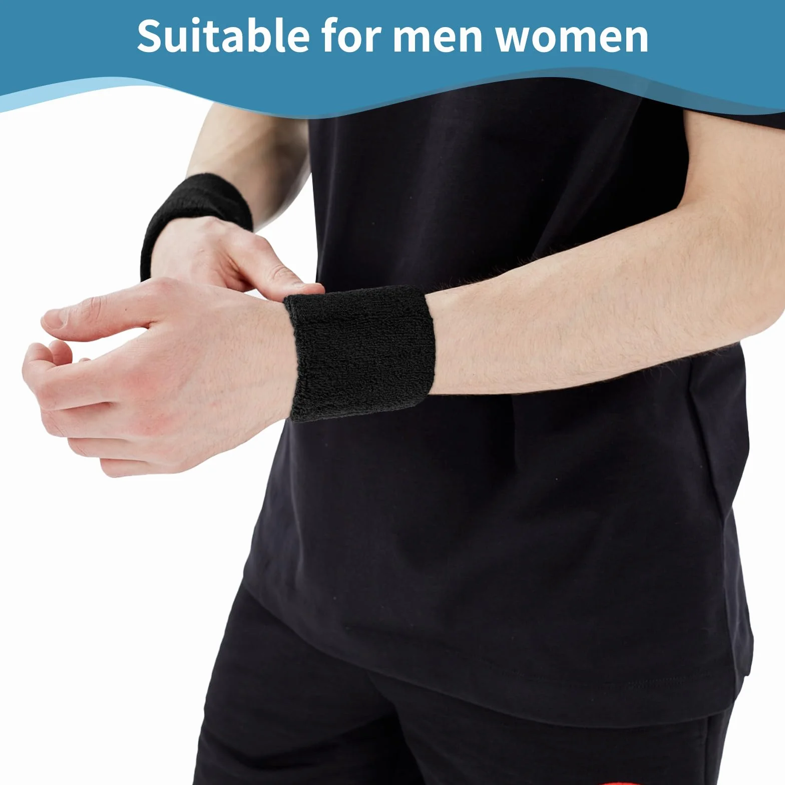 Bandeau Poignet Sport 12 Pièces Poignet Eponge Absorbant La Transpiration Hommes Femmes Bracelets Tennis Coton Football Tennis