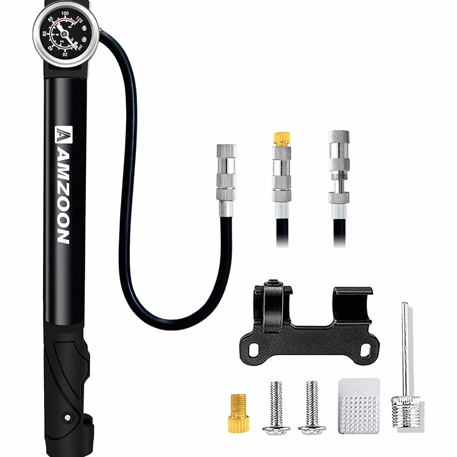 Pompe à Vélo avec Manomètre Tuyau Rallongé pour Schrader et Presta Valve