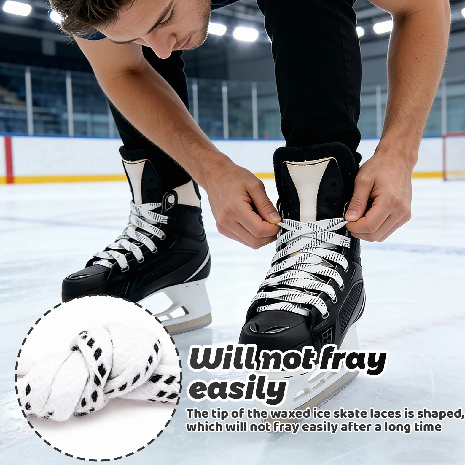 WiDream 1 Paire Lacets Cirés pour Patins de Hockey, Lacets de Hockey Cirés Étroitement Tissés, Lacets Professionnel Durable Anti-de Patinage, Lacet Patin Hockey pour Le Sport,Le Ski,Le Hockey(244cm)