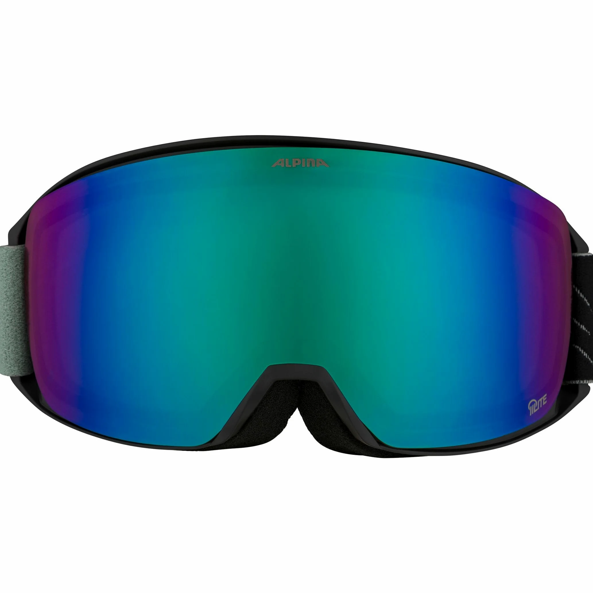 ALPINA NAKISKA Q-LITE - Masque de ski OTG anti-buée, extrêmement robuste et incassable, protection UV 100% pour adultes, black-williow-green matt