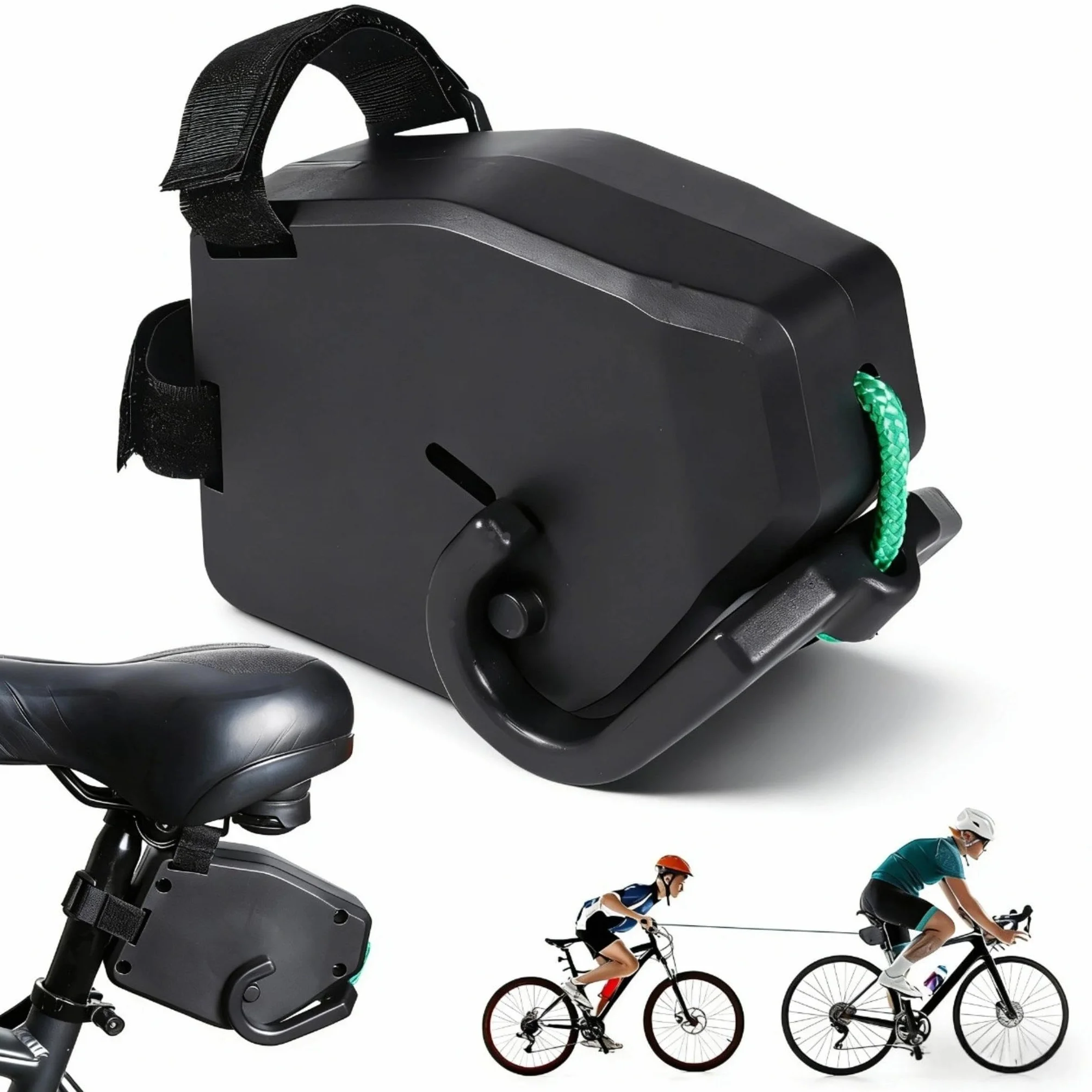 Barre de Traction Vélo Enfant 2,5 m Noir avec Serre-câbles Nylon